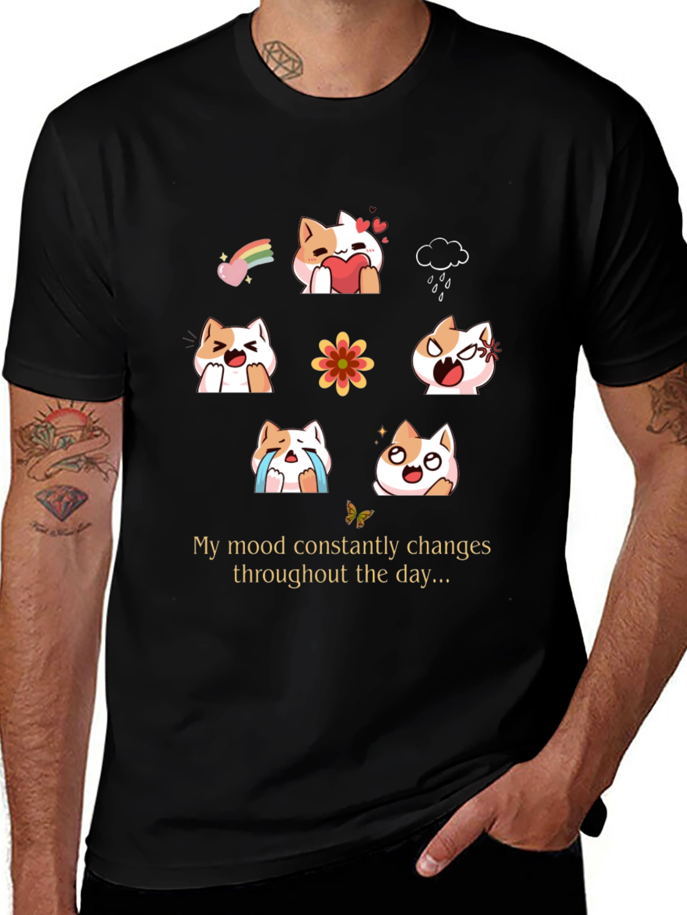 Mood Cats Graphic T-Shirt - Everyday Emotions