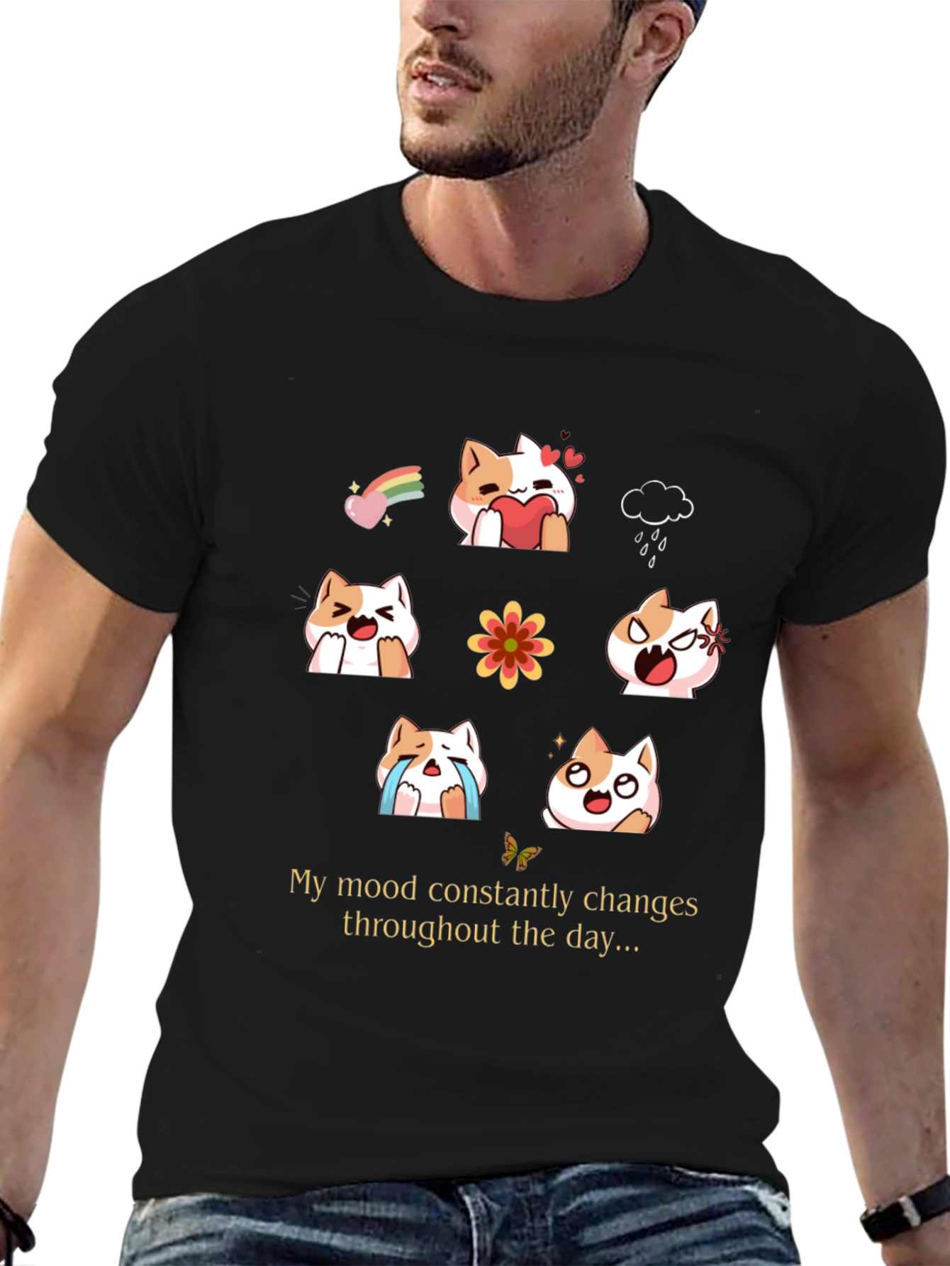 Mood Cats Graphic T-Shirt - Everyday Emotions