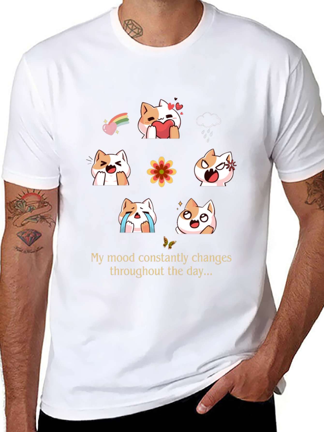 Mood Cats Graphic T-Shirt - Everyday Emotions