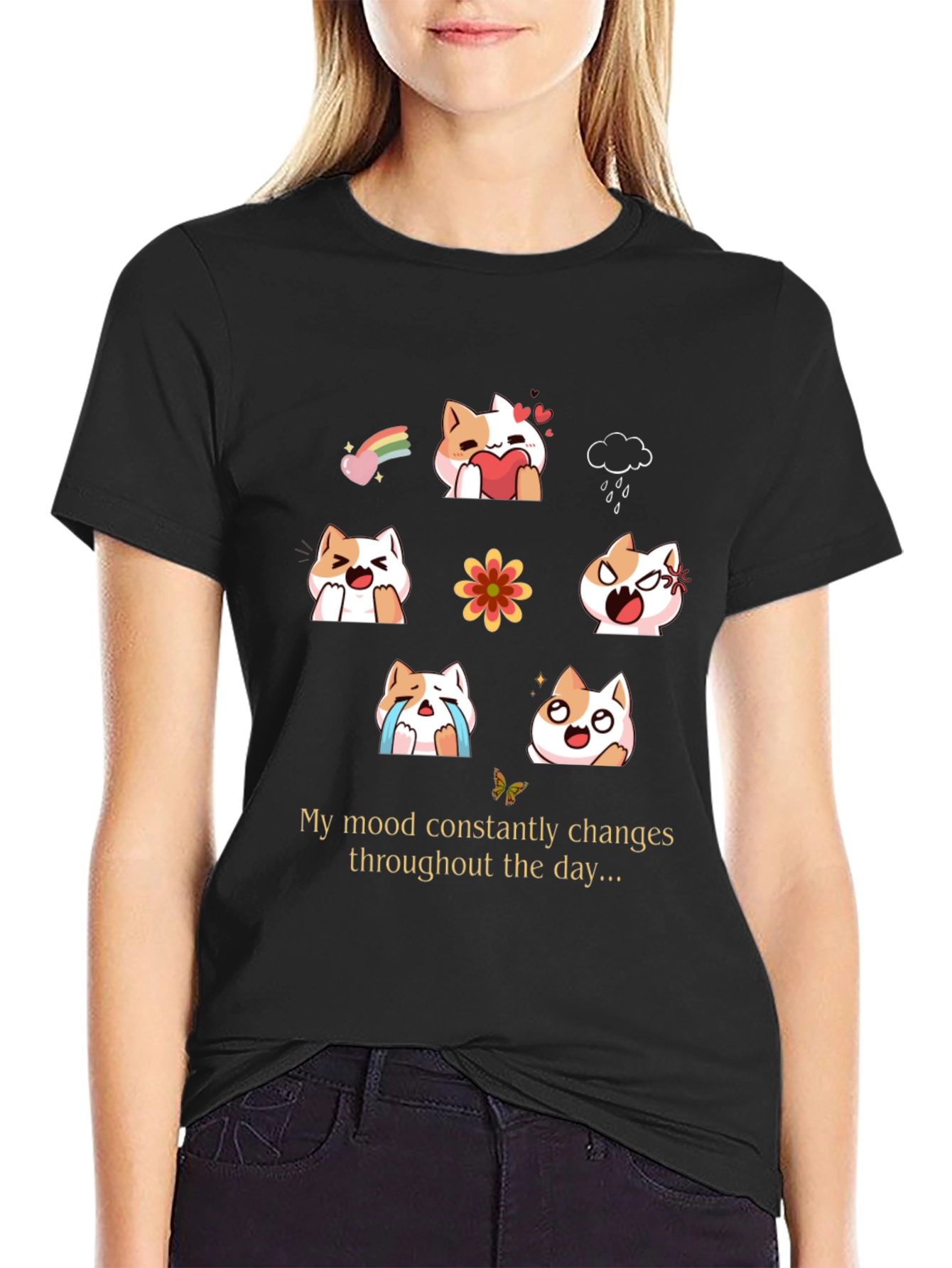 Mood Cats Graphic T-Shirt - Everyday Emotions