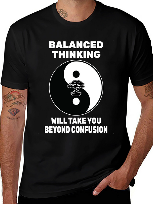 Balanced Thinking Yin Yang Bonsai Tree Graphic T-Shirt