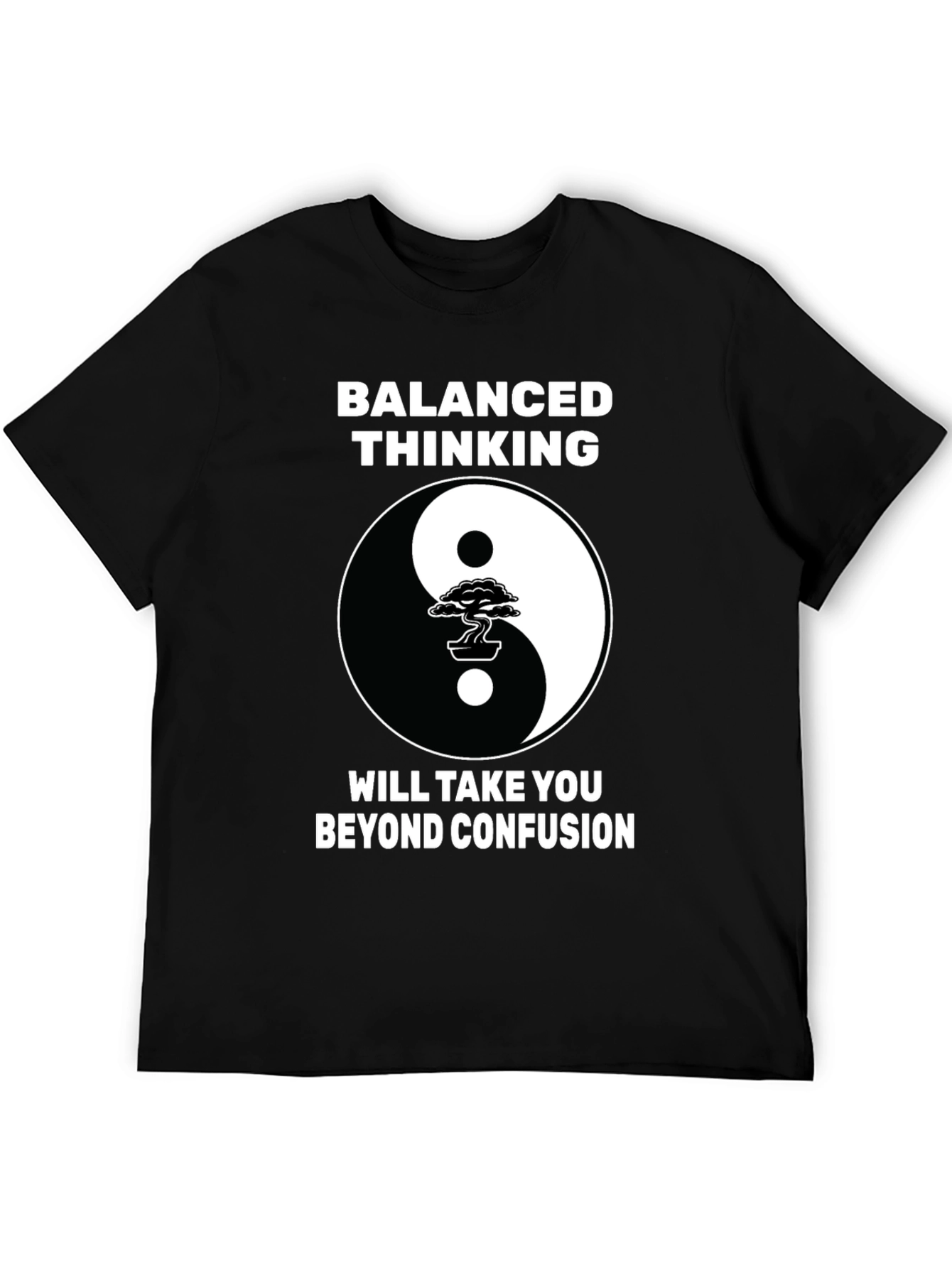 Balanced Thinking Yin Yang Bonsai Tree Graphic T-Shirt