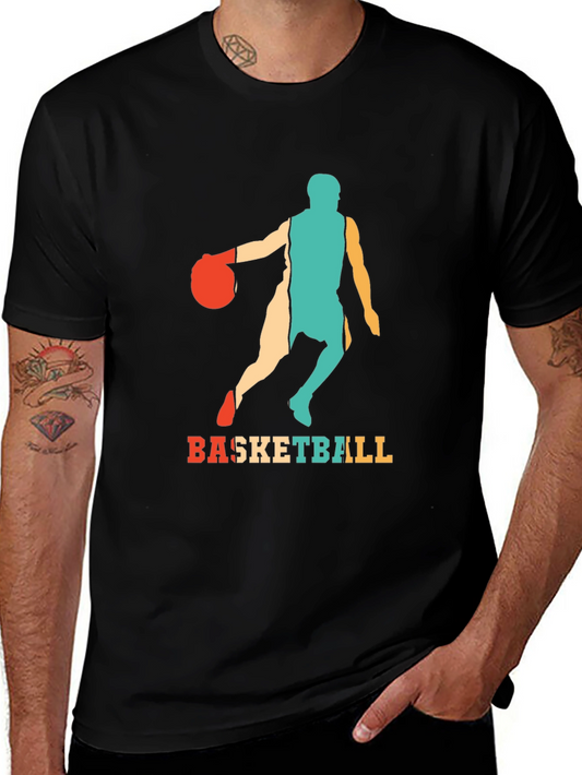 Basketball Graphic Tee - Retro Style Mens T-Shirt