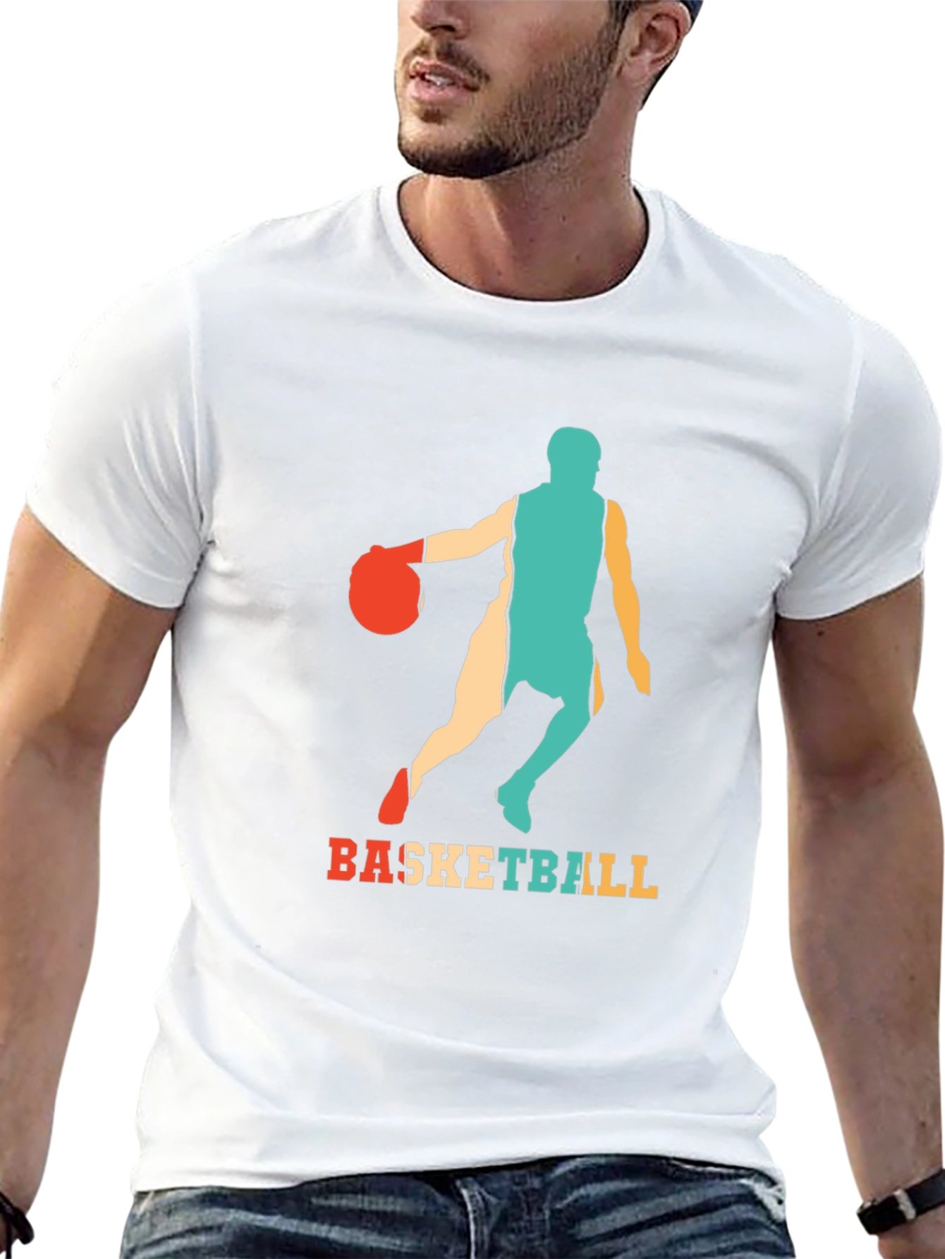 Basketball Graphic Tee - Retro Style Mens T-Shirt
