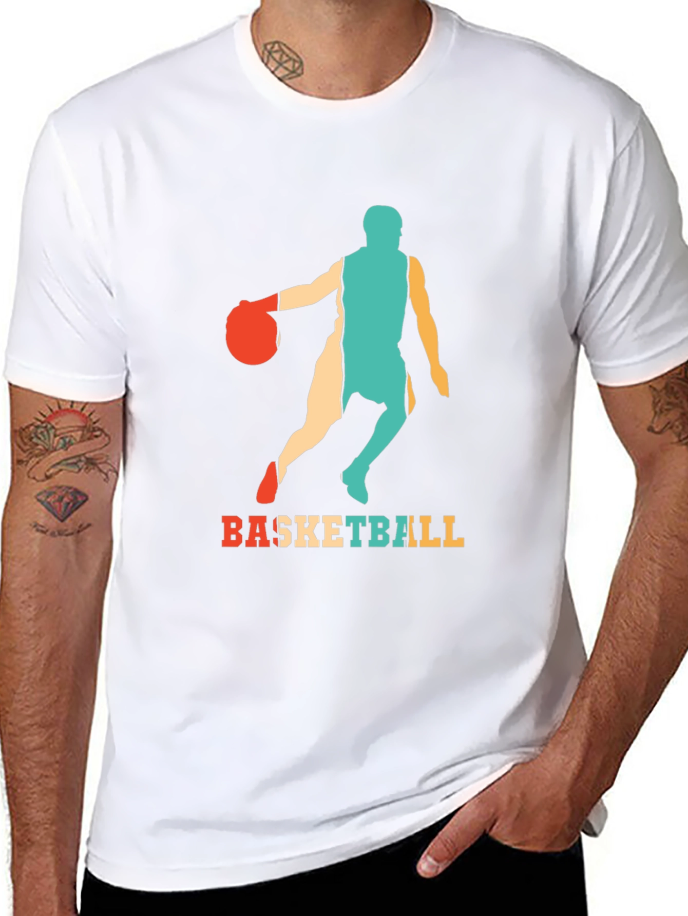 Basketball Graphic Tee - Retro Style Mens T-Shirt