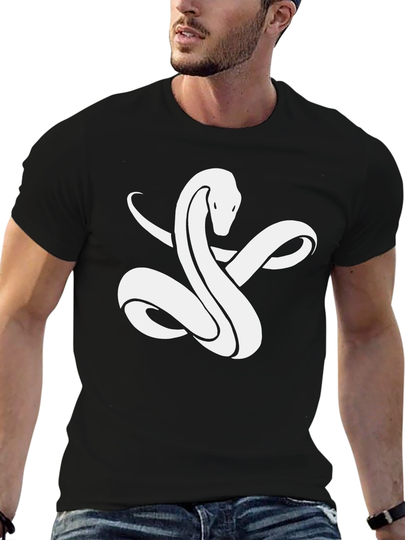 Snake Graphic Tee - Modern Black T-Shirt