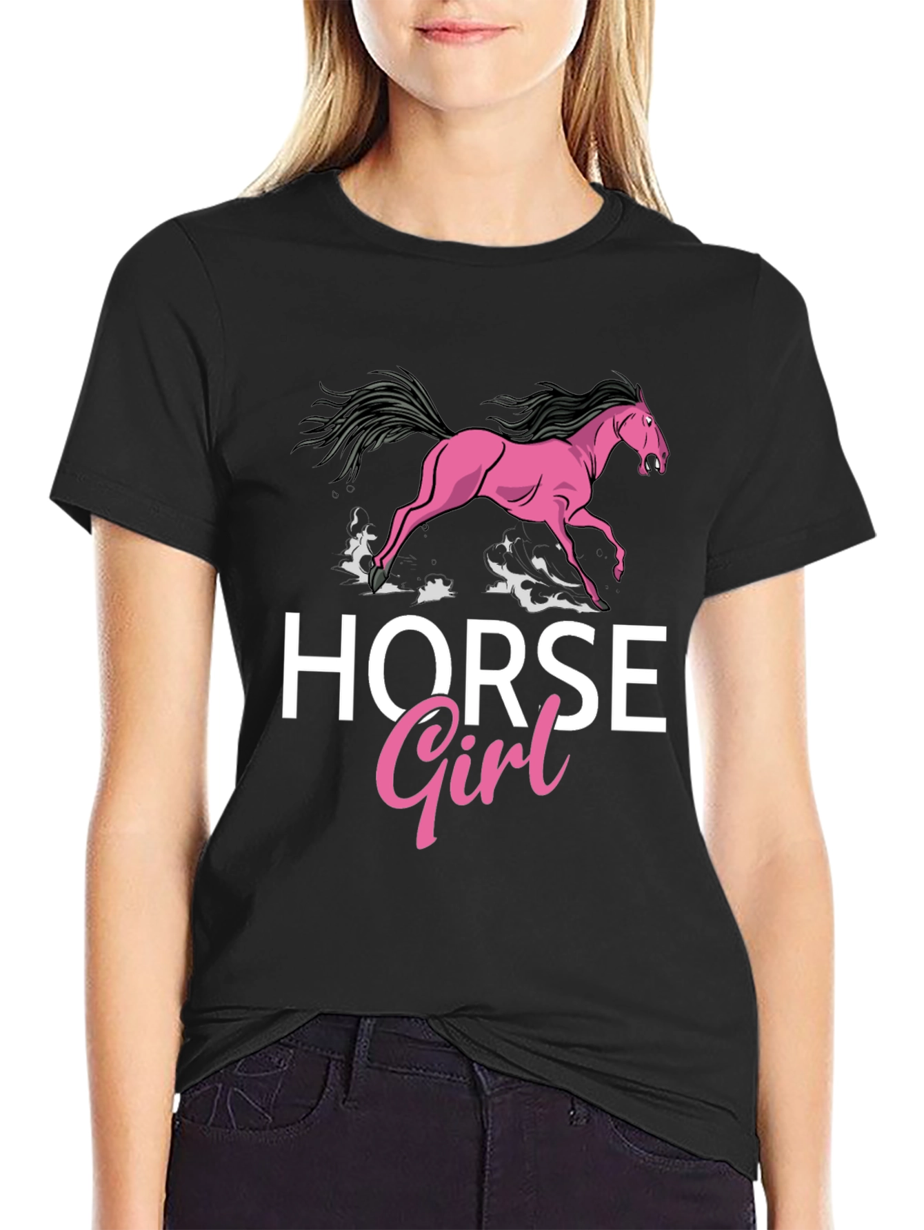 Horse Girl T-Shirt - Black Cotton Tee