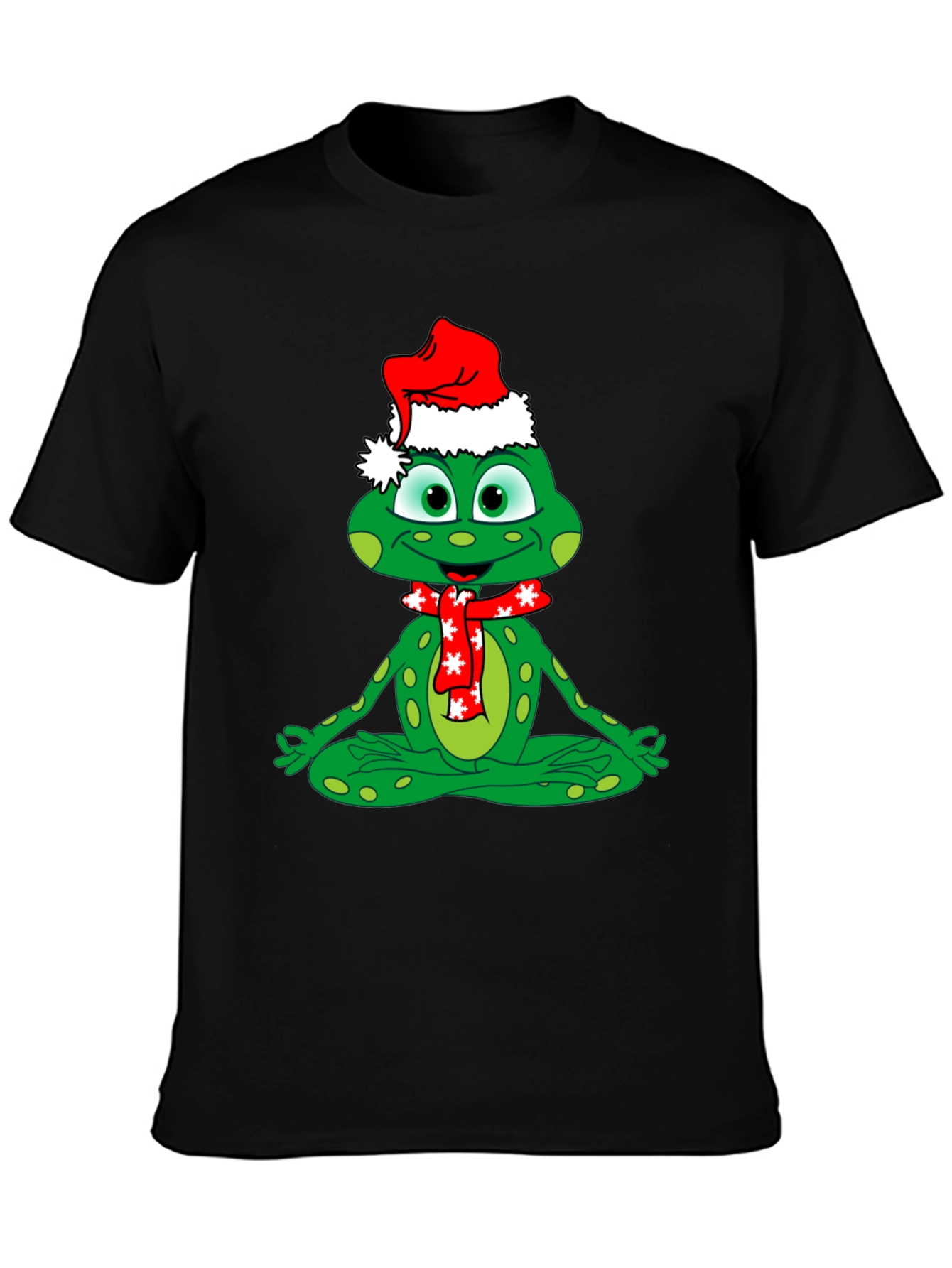 Festive Frog Tee: Meditating Christmas Cheer