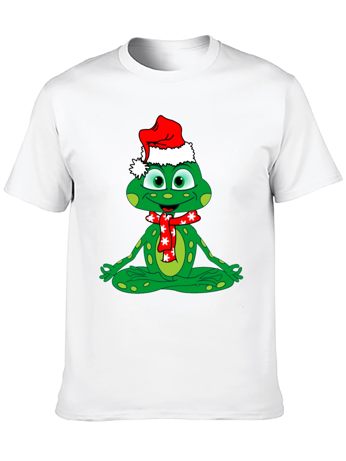 Festive Frog Tee: Meditating Christmas Cheer