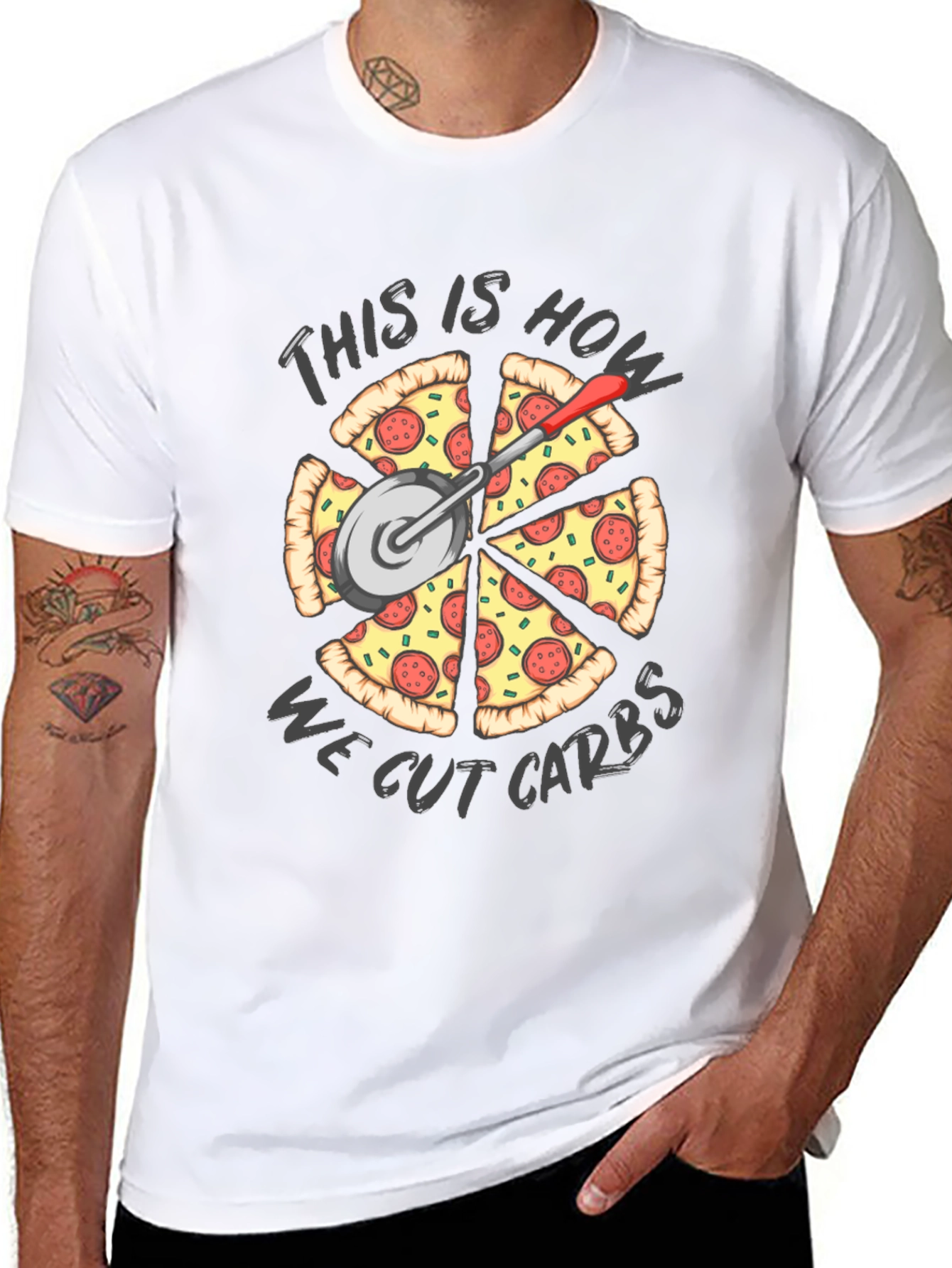Pizza Slices & Cutter: Cutting Carbs T-Shirt