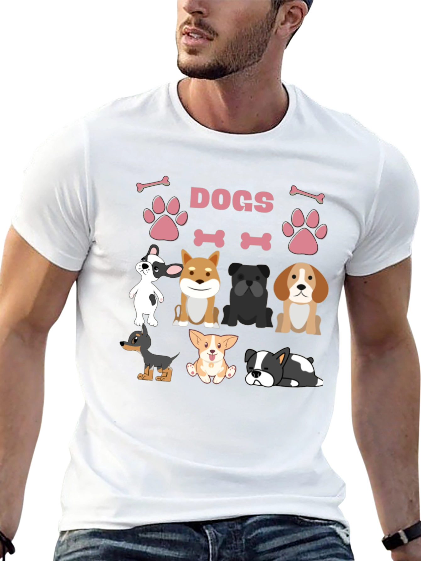 Cute Dogs Graphic Print T-Shirt