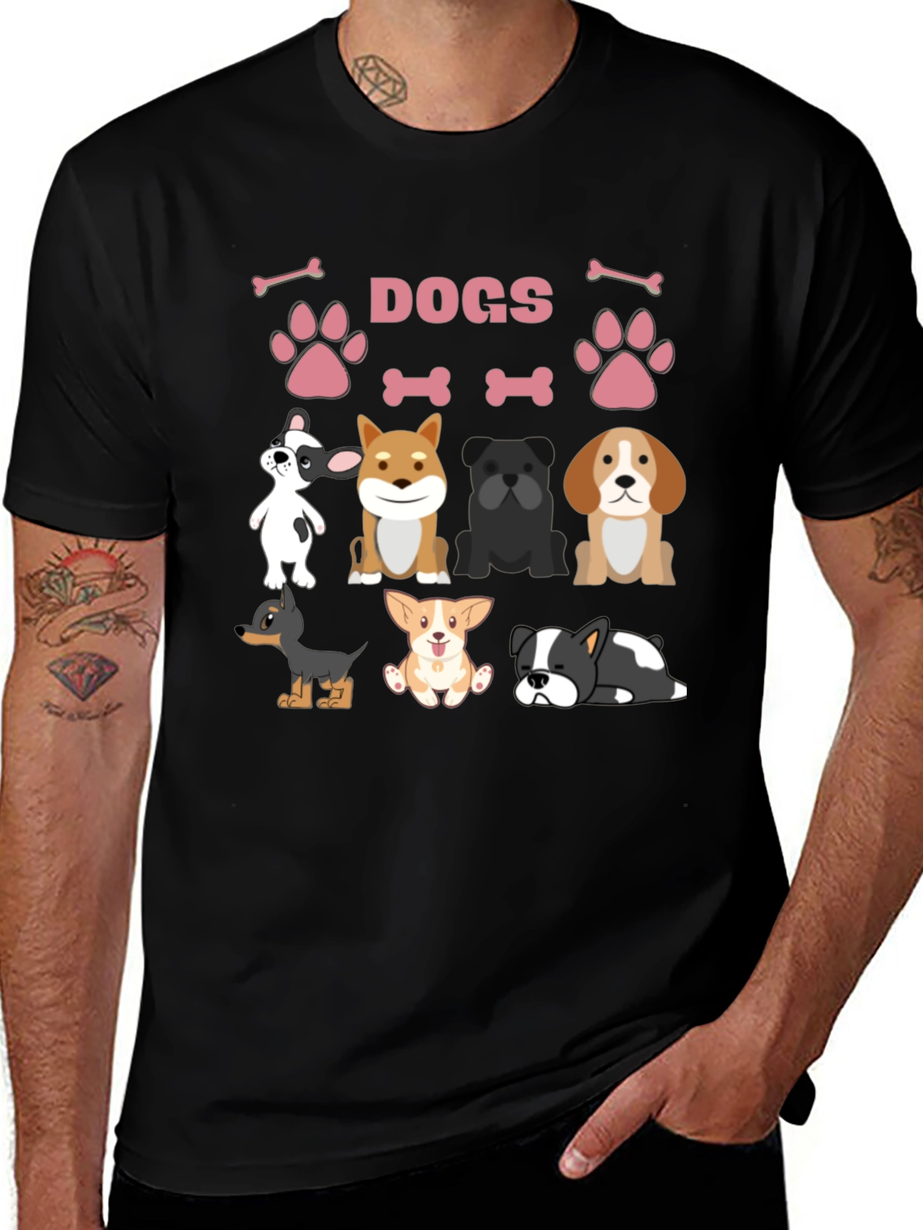 Cute Dogs Graphic Print T-Shirt