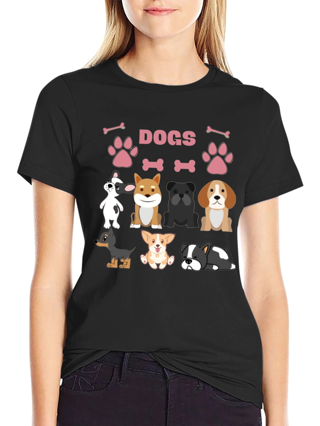 Cute Dogs Graphic Print T-Shirt