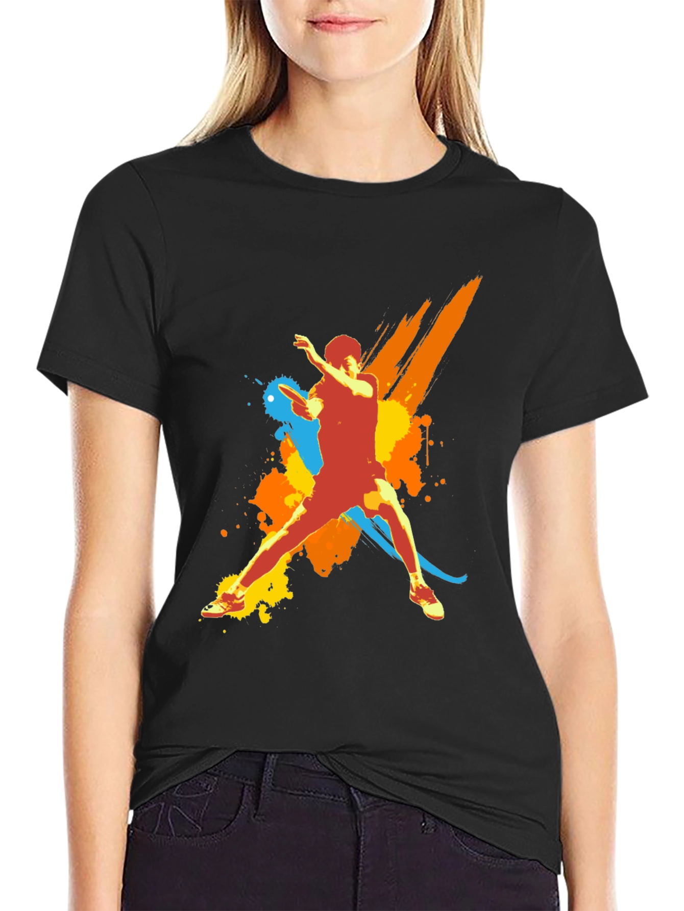 Abstract Athlete Graphic Tee - Black