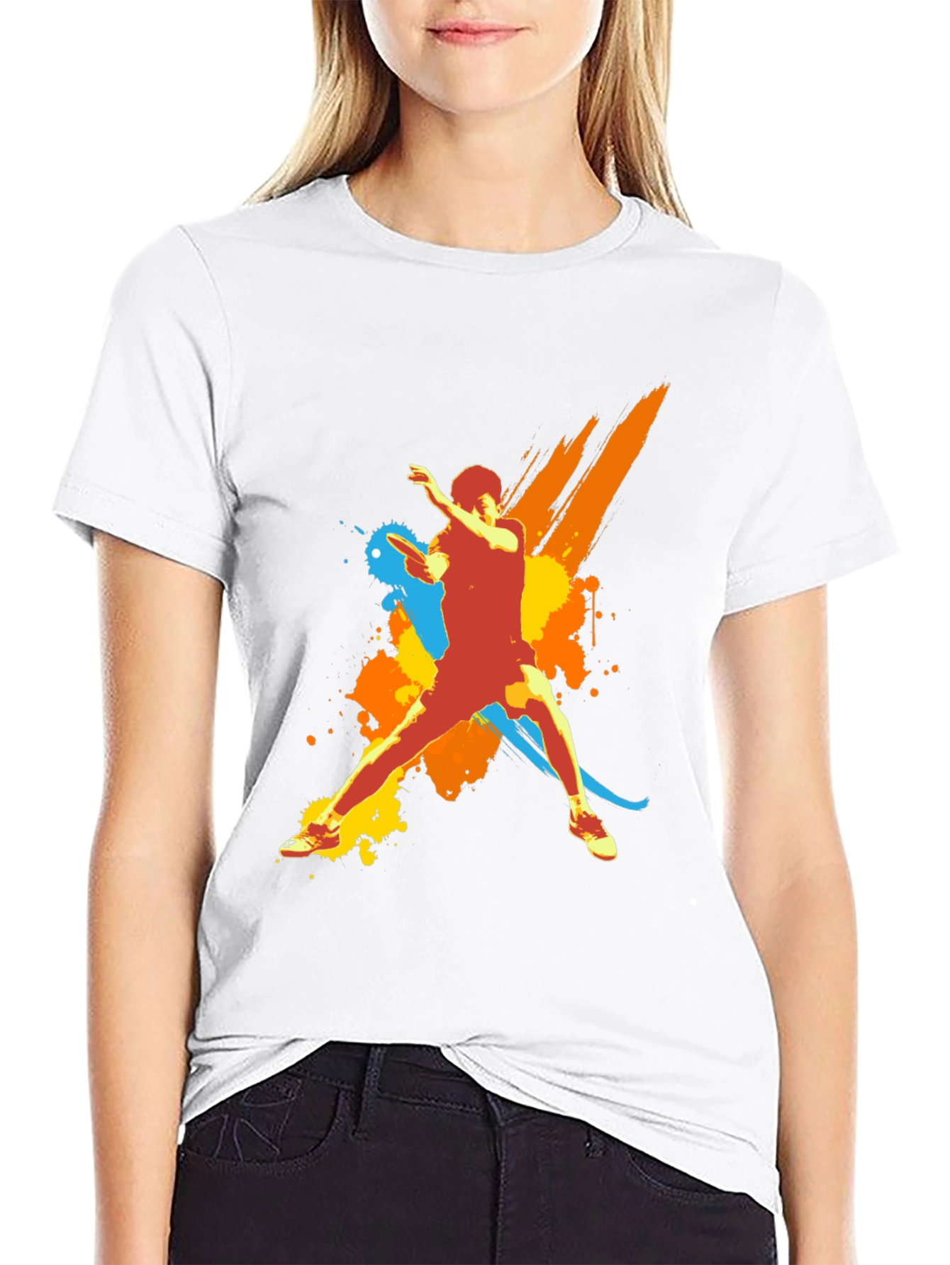 Abstract Athlete Graphic Tee - Black