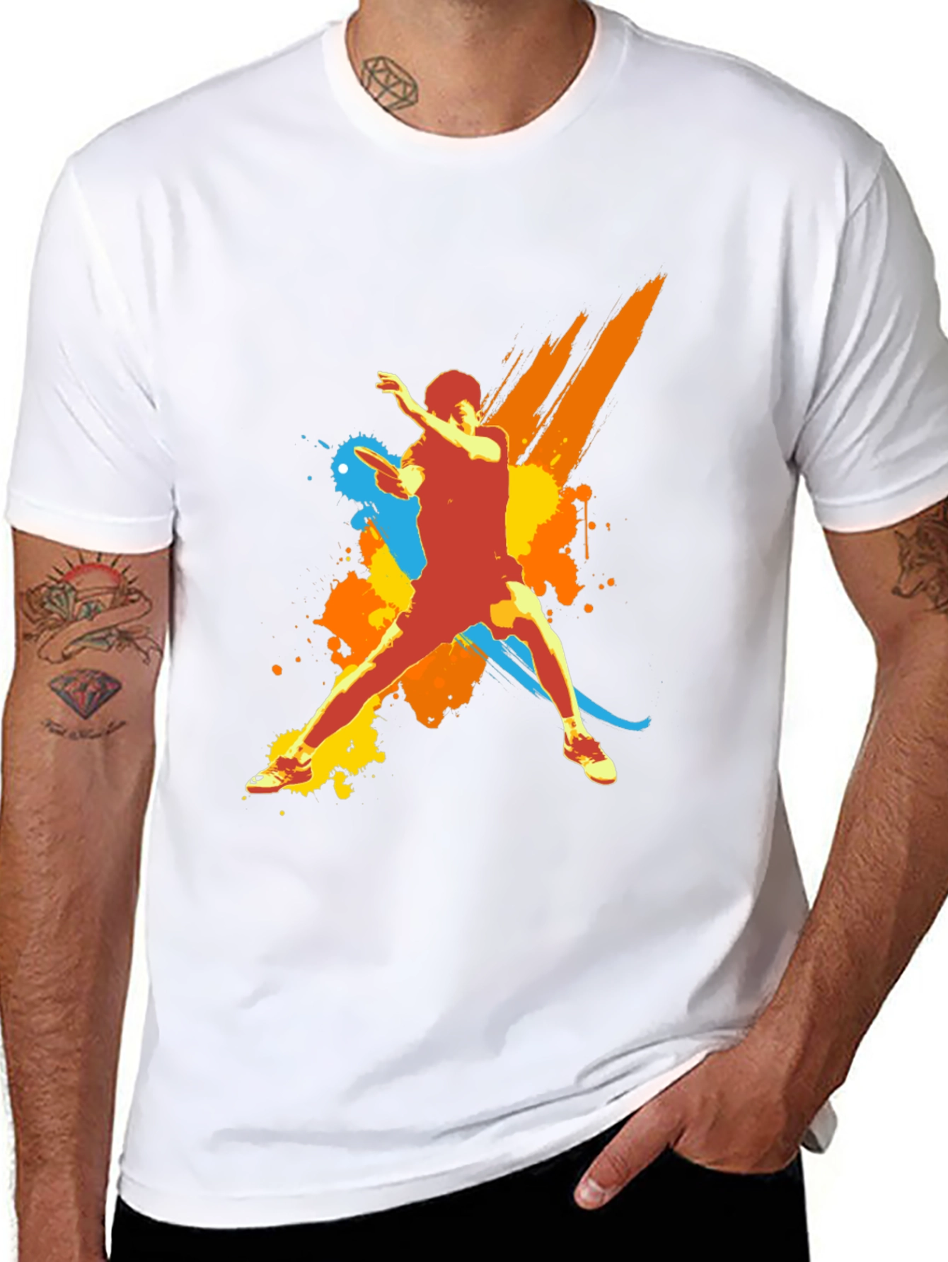 Abstract Athlete Graphic Tee - Black