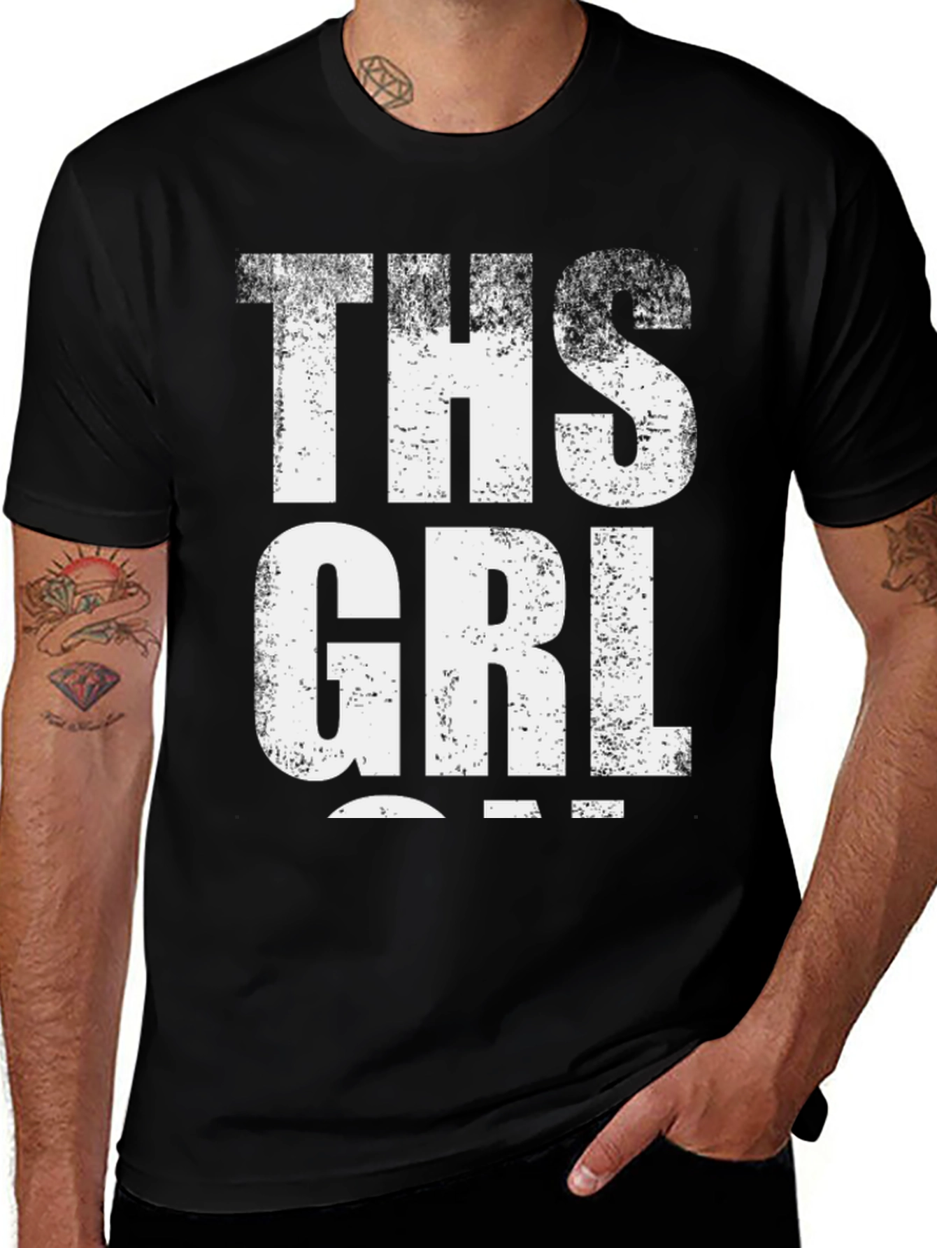 THS GRL Graphic Tee - Distressed Print