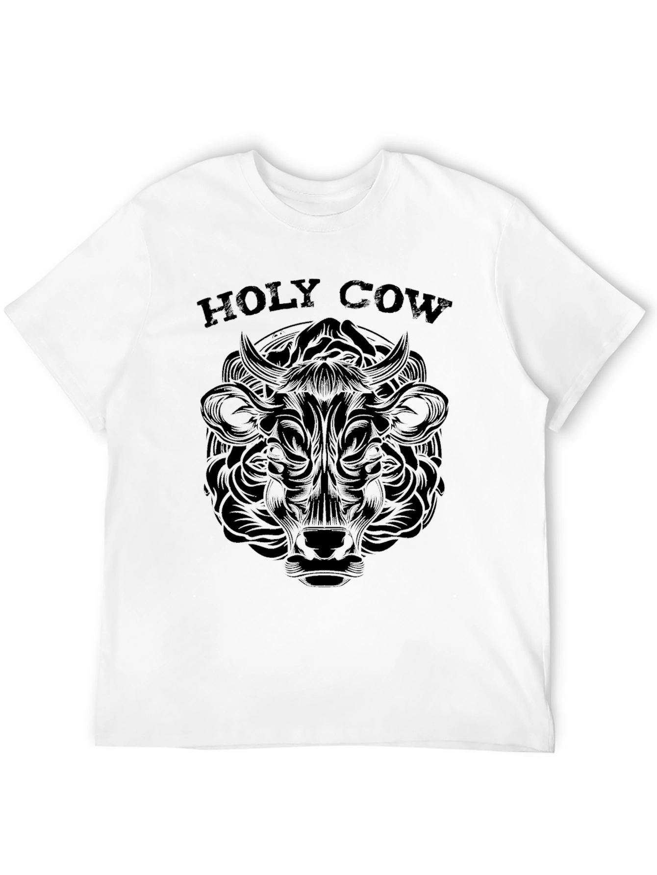 Holy Cow Graphic Tee - Black Crew Neck T-Shirt