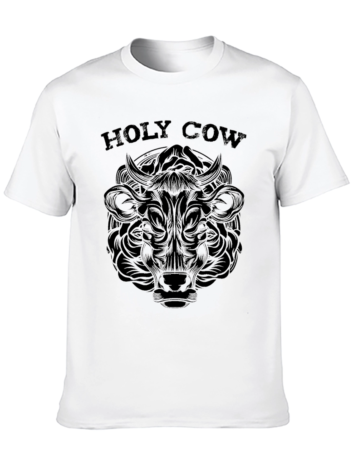 Holy Cow Graphic Tee - Black Crew Neck T-Shirt