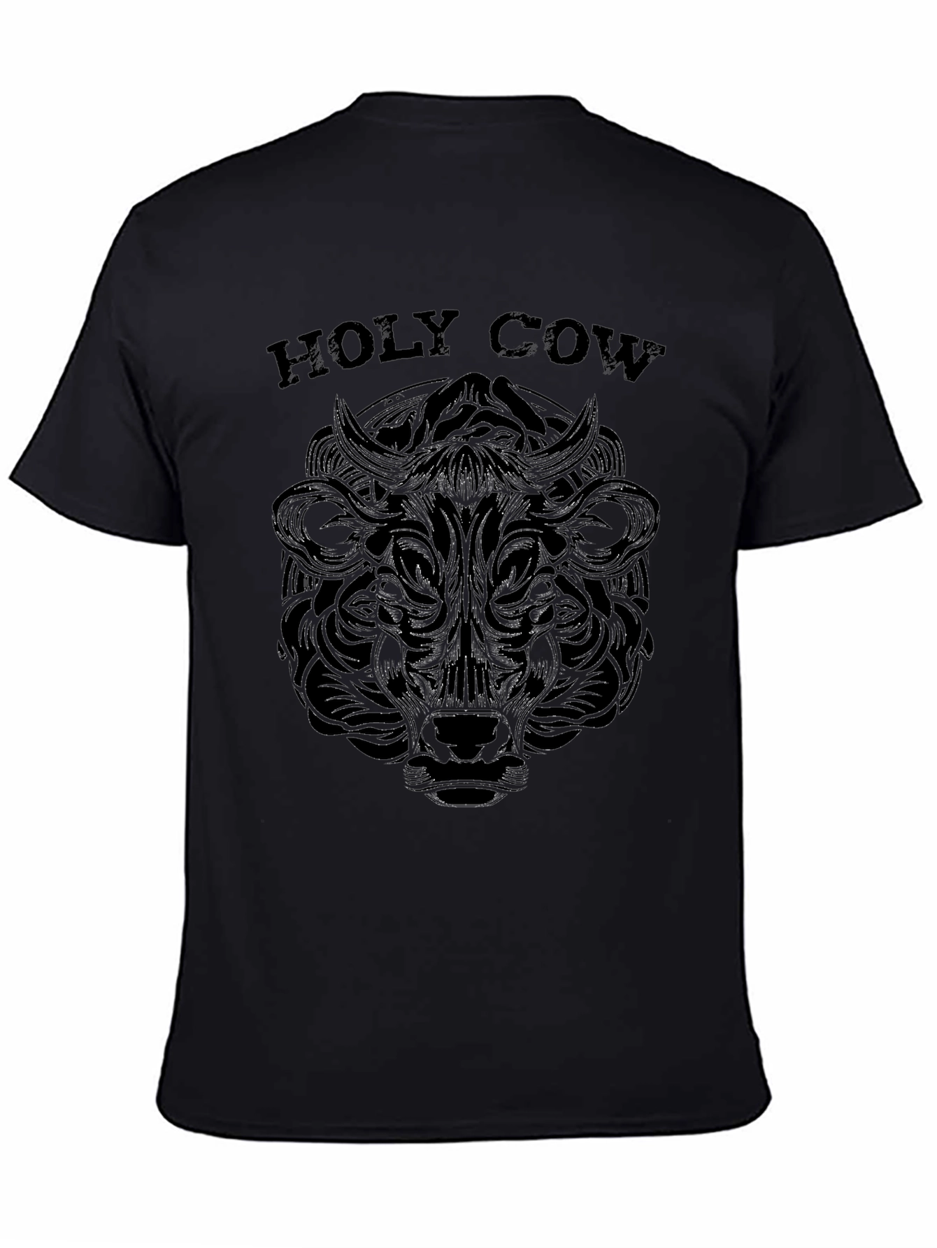 Holy Cow Graphic Tee - Black Crew Neck T-Shirt