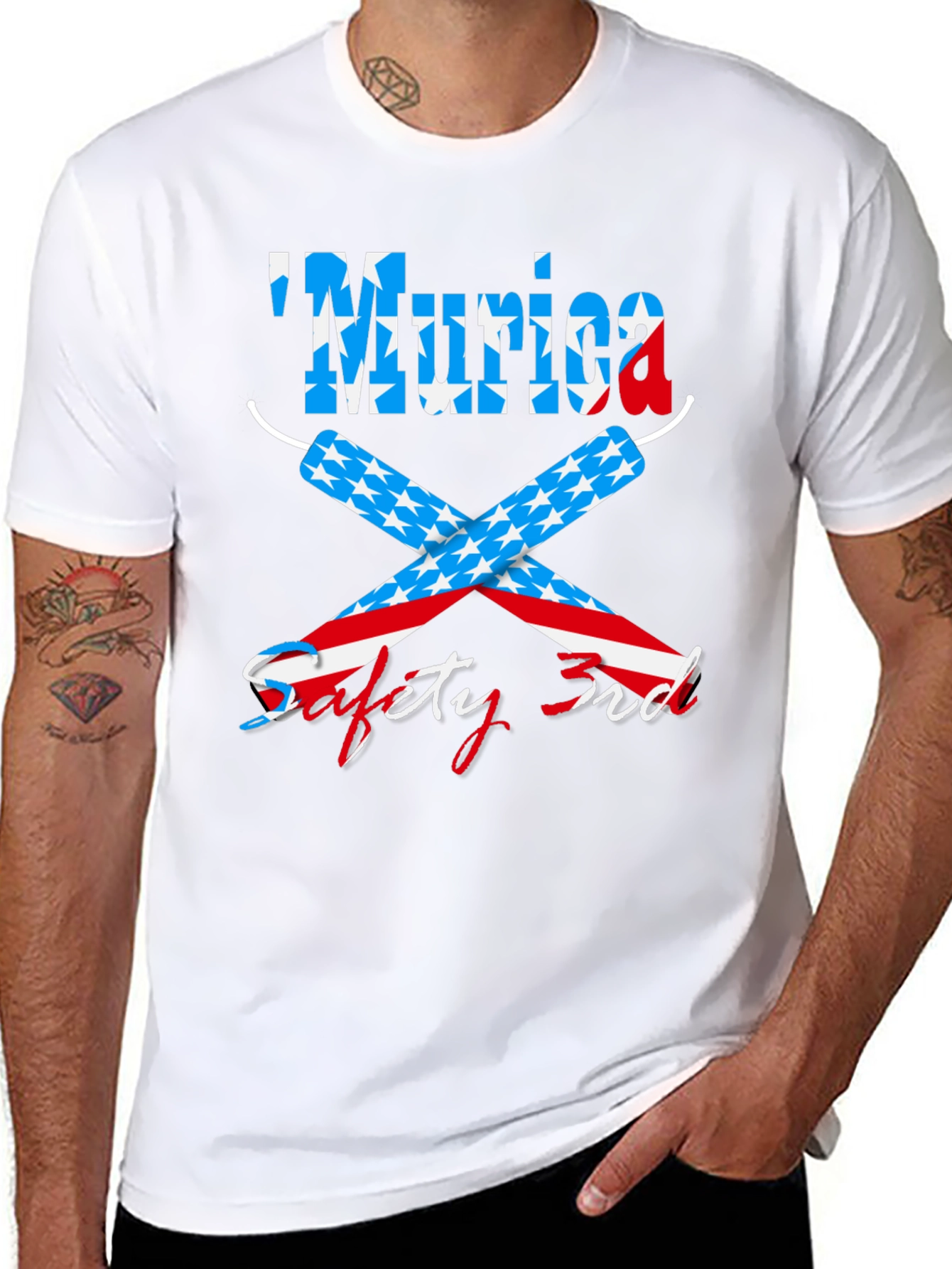 Funny Patriotic Murica Safety 3rd Graphic T-Shirt