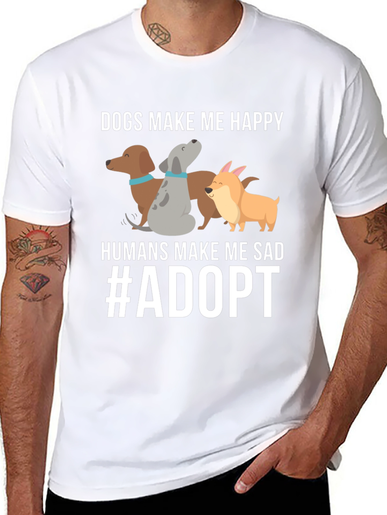 Dogs Make Me Happy T-Shirt Adopt
