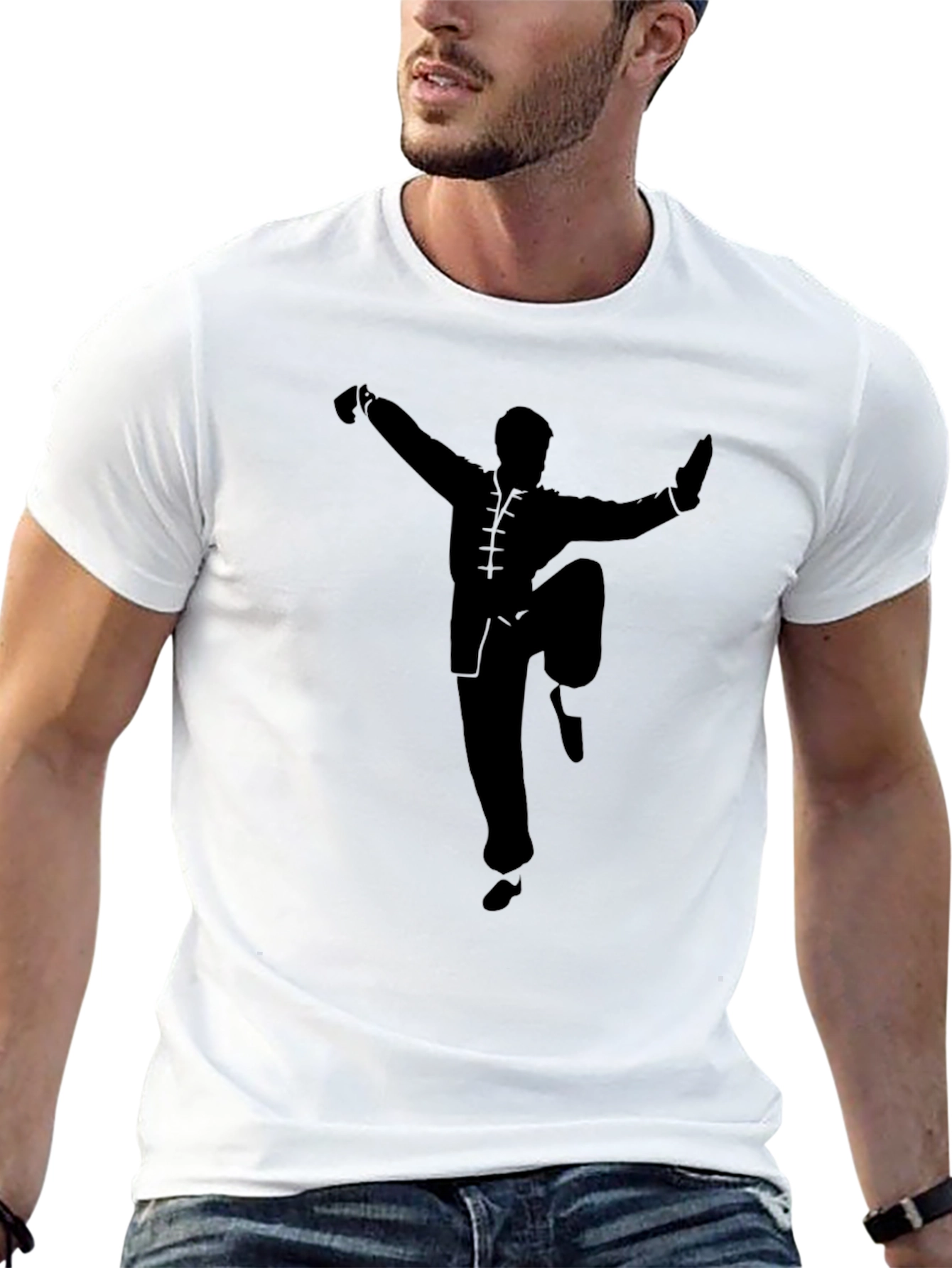 Black Martial Arts T-Shirt - Kung Fu Silhouette
