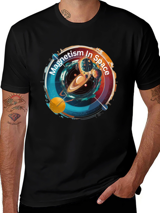 Magnetism In Space Black T-Shirt