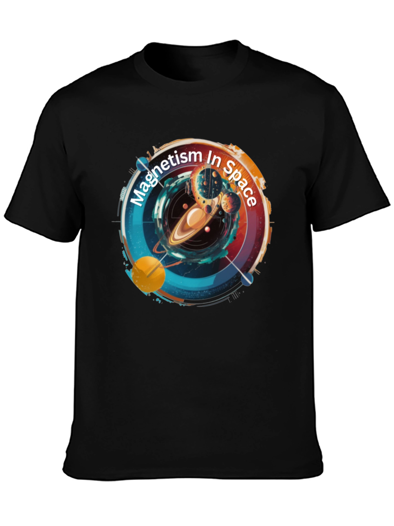 Magnetism In Space Black T-Shirt