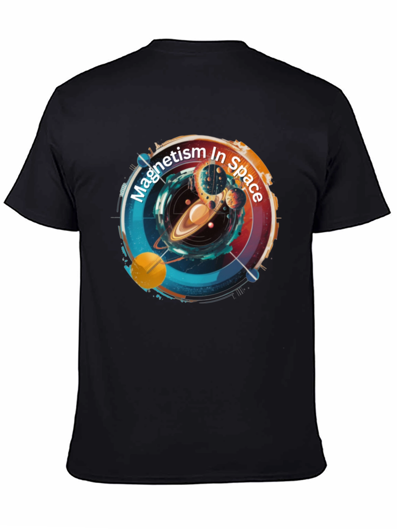Magnetism In Space Black T-Shirt