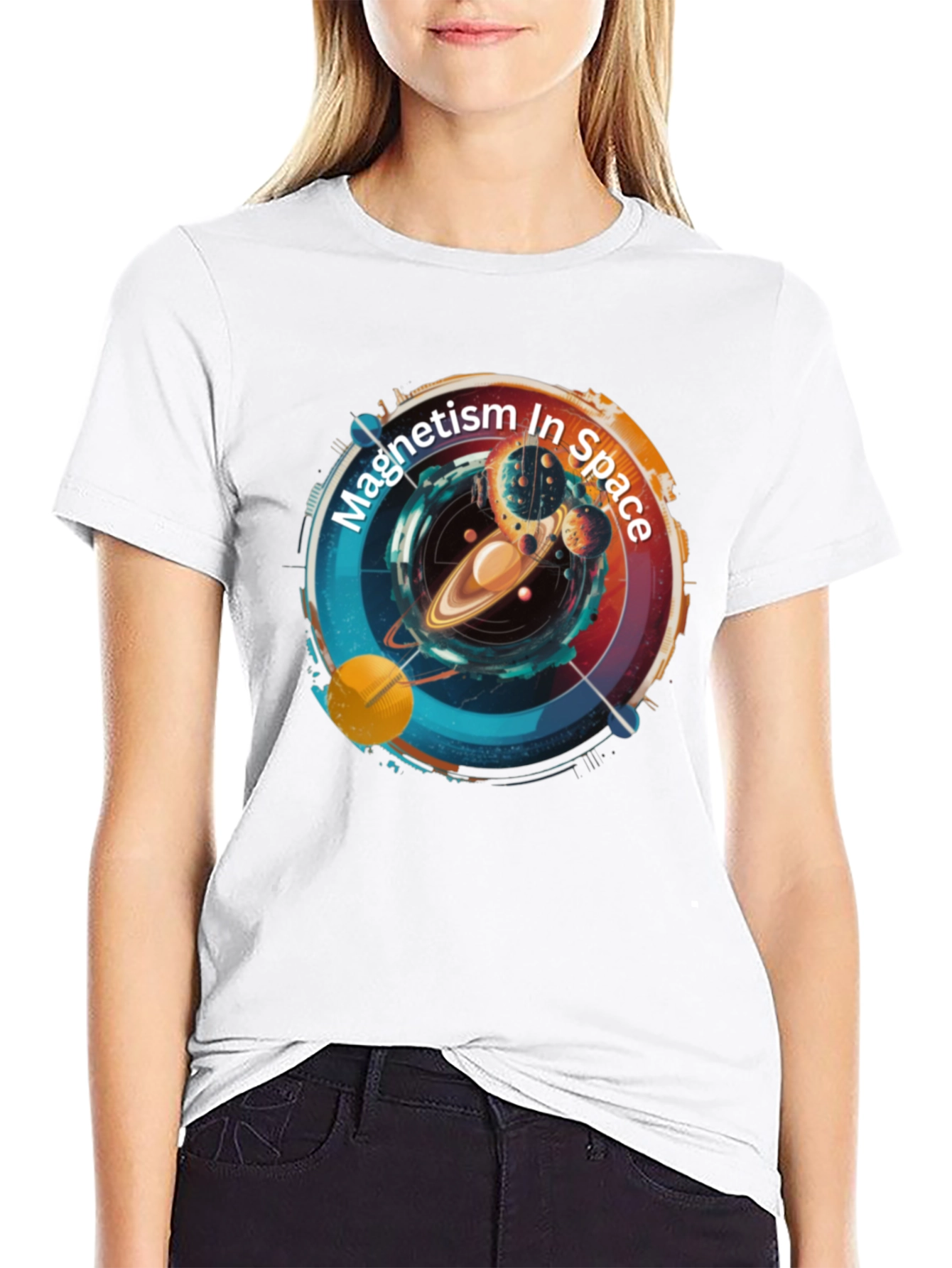 Magnetism In Space Black T-Shirt