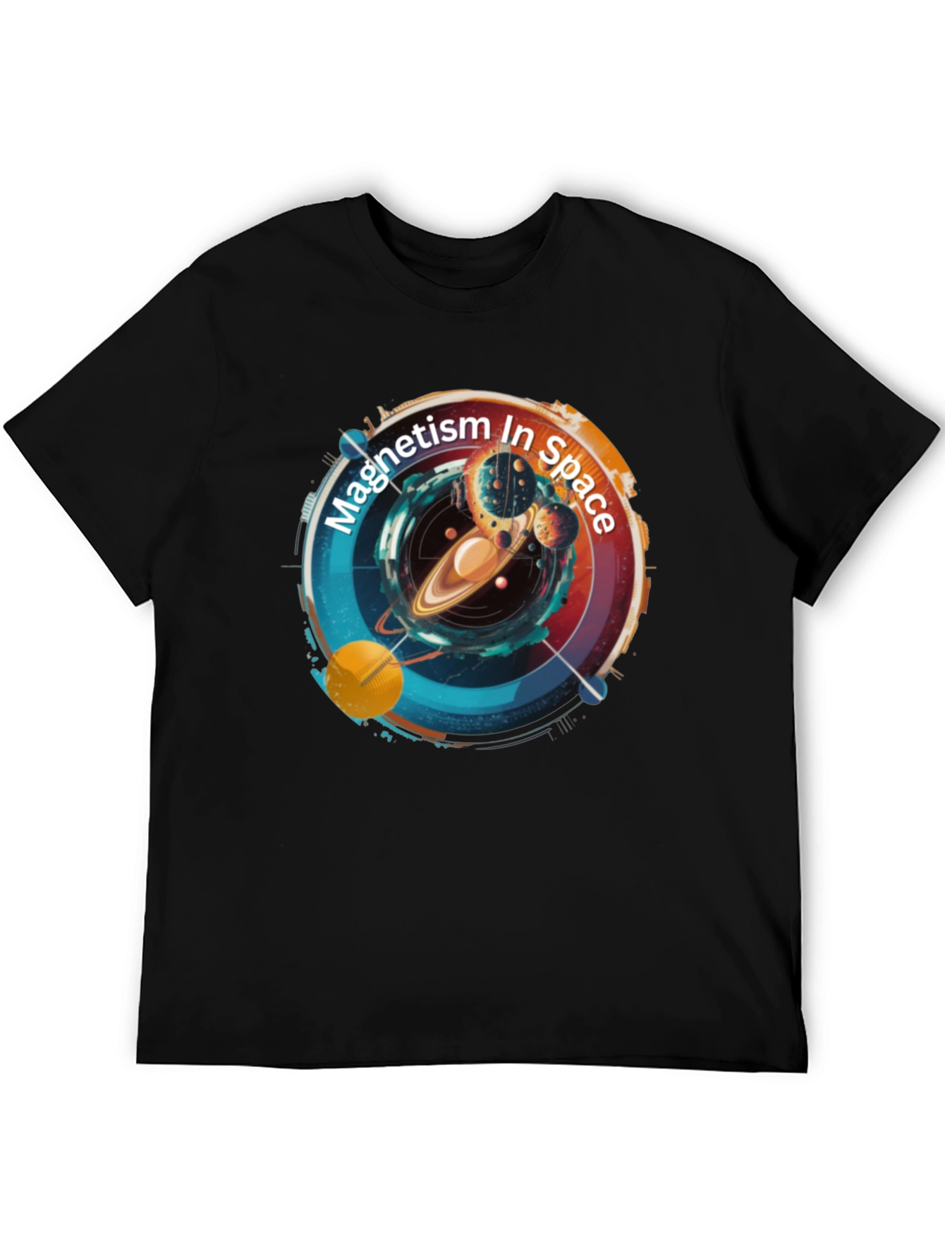 Magnetism In Space Black T-Shirt