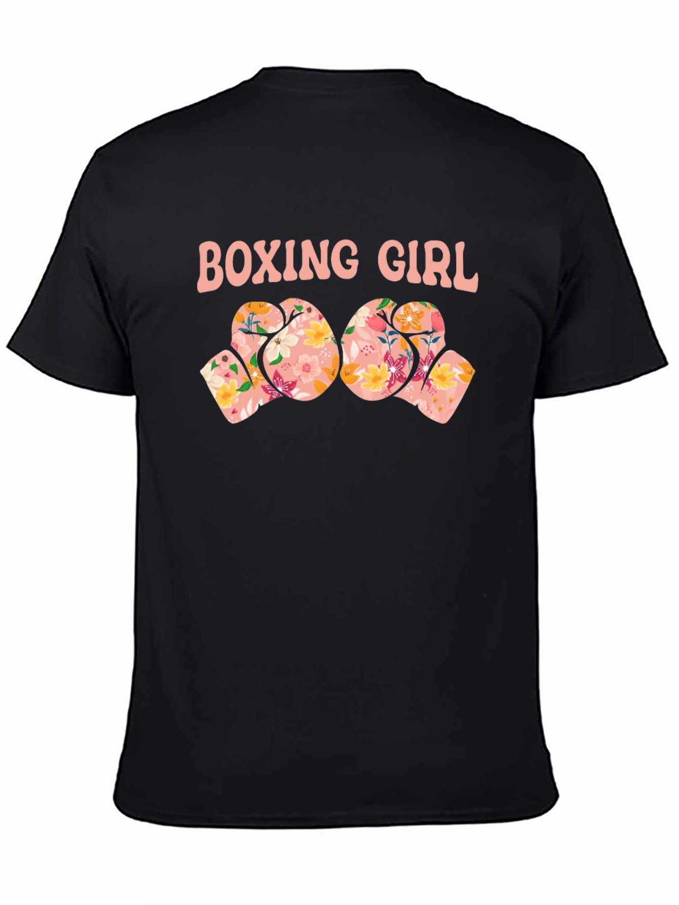 Boxing Girl Floral Gloves Graphic T-Shirt