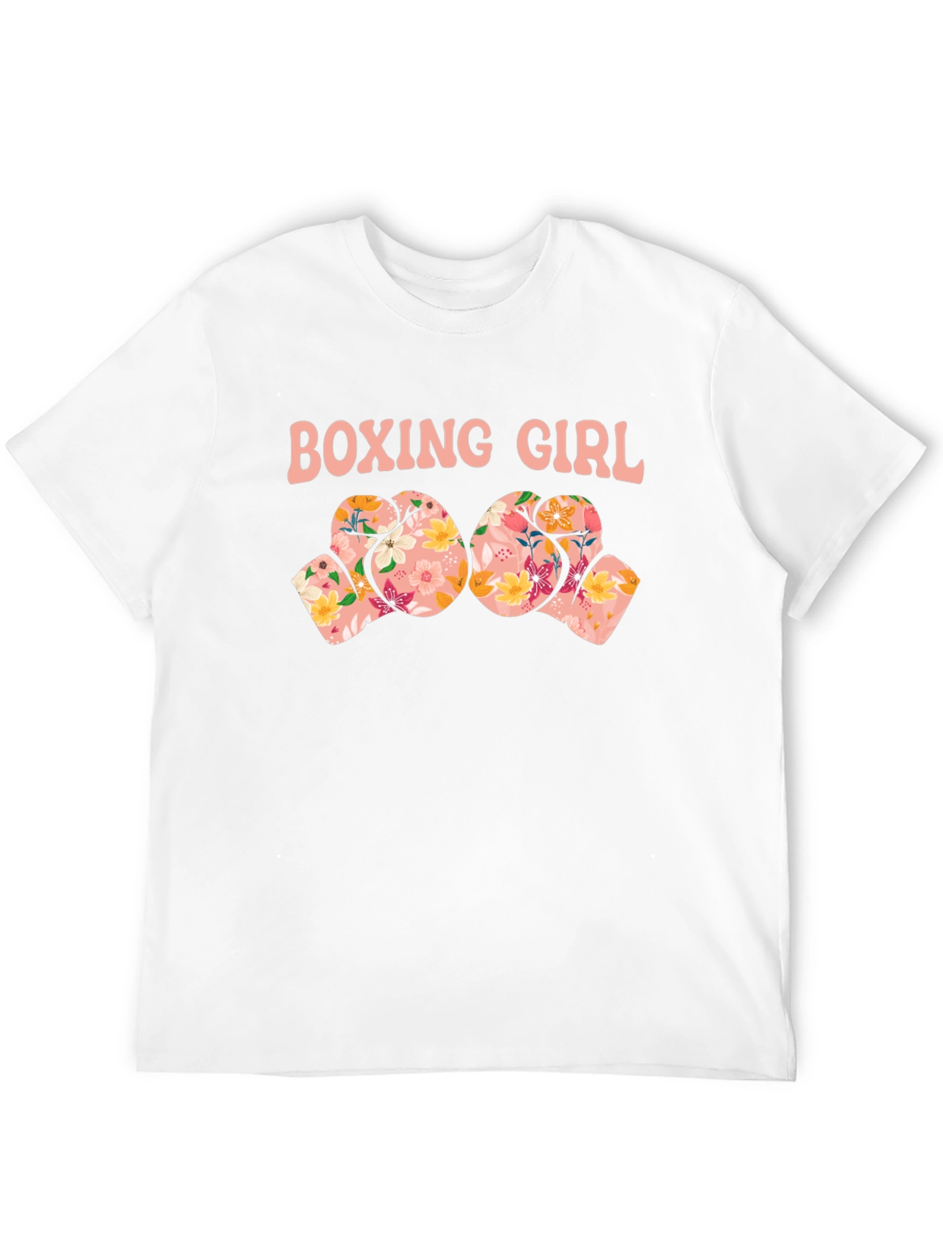 Boxing Girl Floral Gloves Graphic T-Shirt