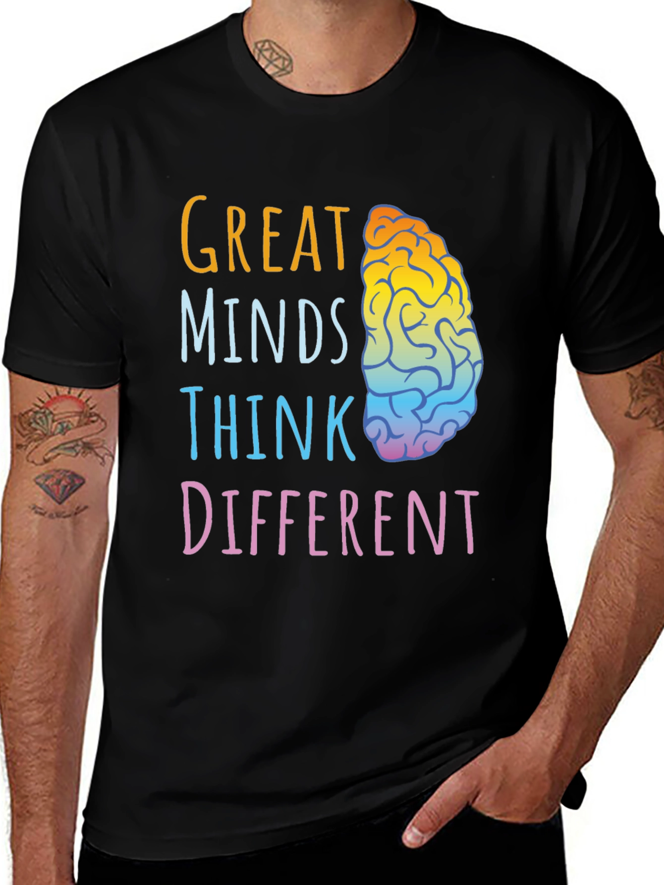 Great Minds Think Different Brain Graphic T-Shirt
