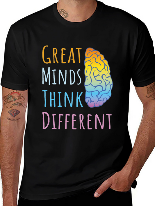 Great Minds Think Different Brain Graphic T-Shirt