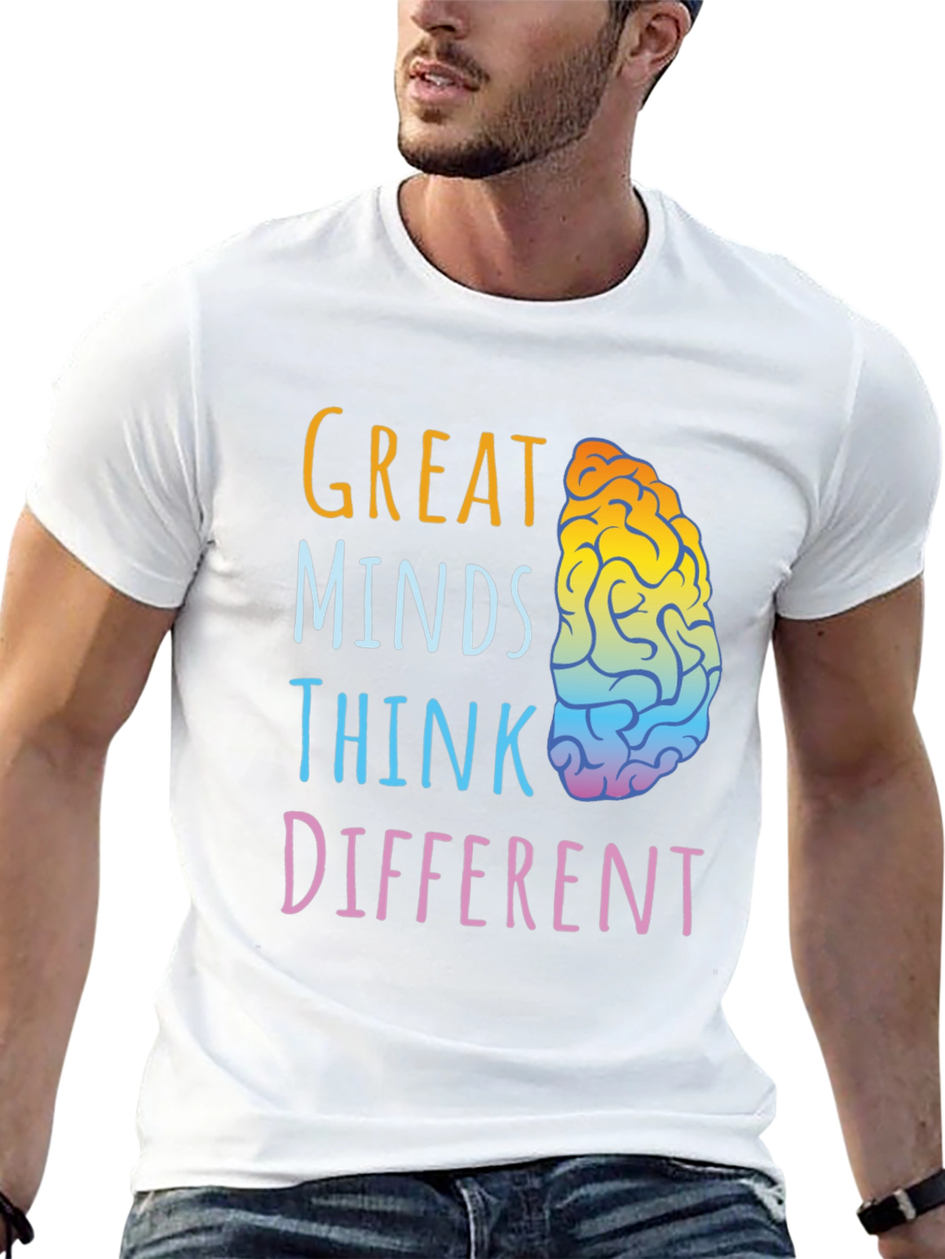 Great Minds Think Different Brain Graphic T-Shirt