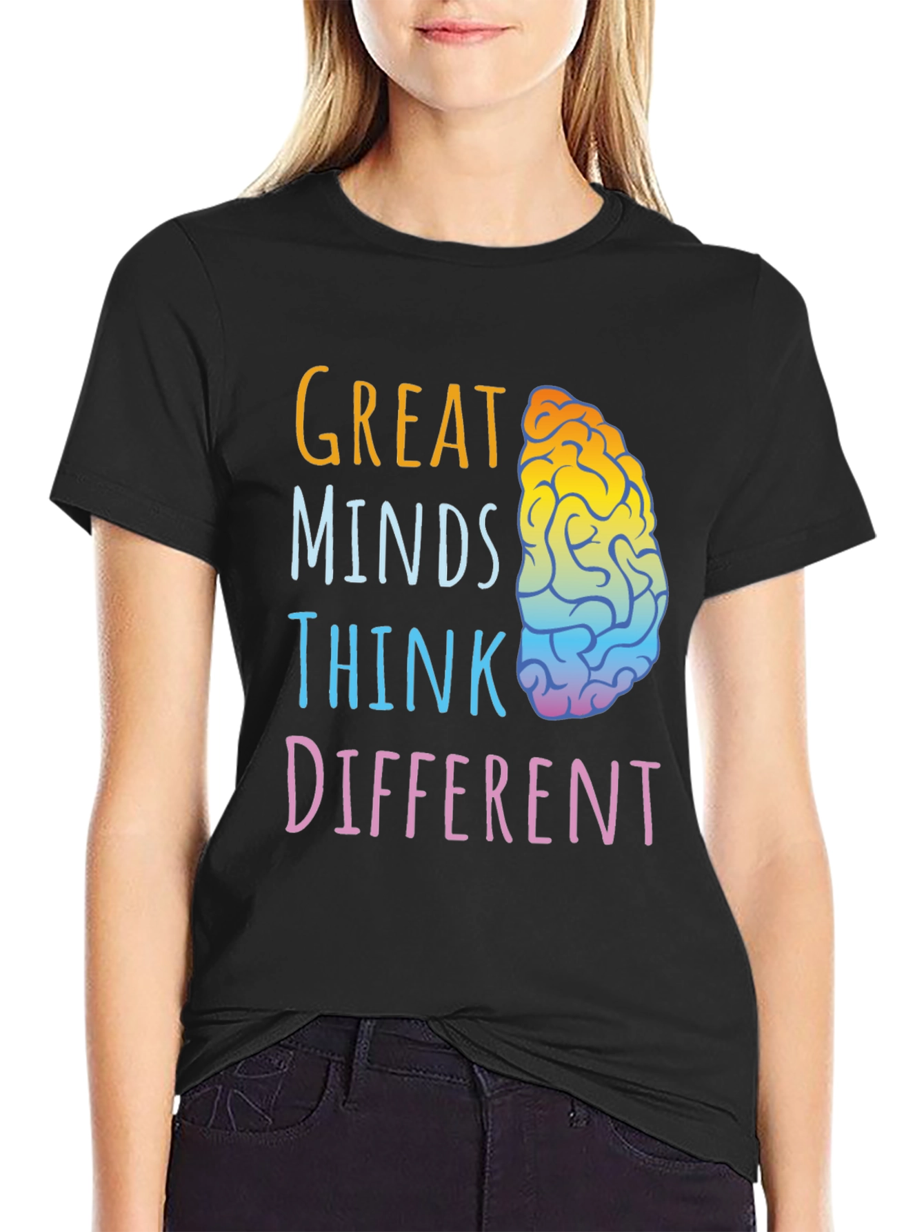 Great Minds Think Different Brain Graphic T-Shirt