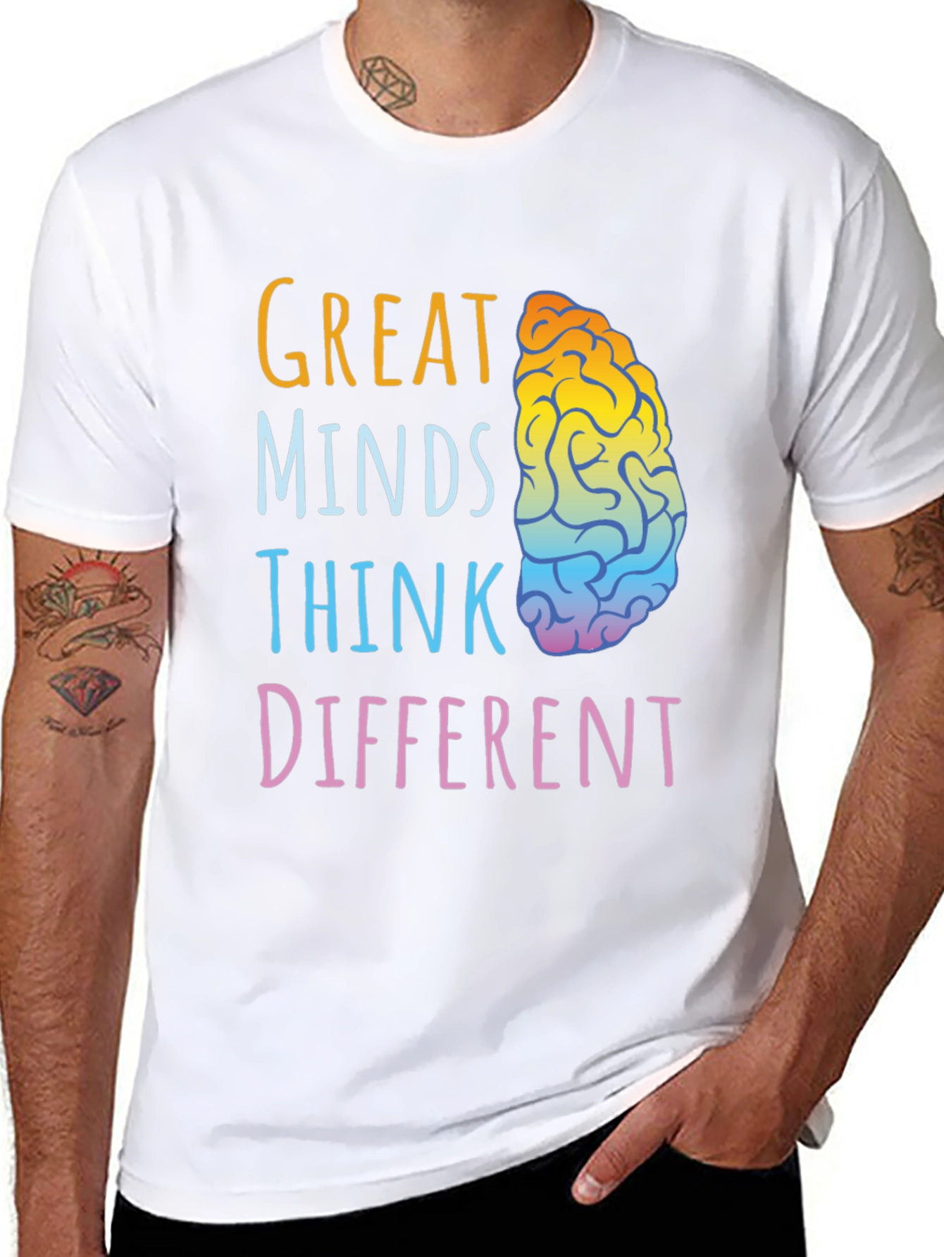Great Minds Think Different Brain Graphic T-Shirt
