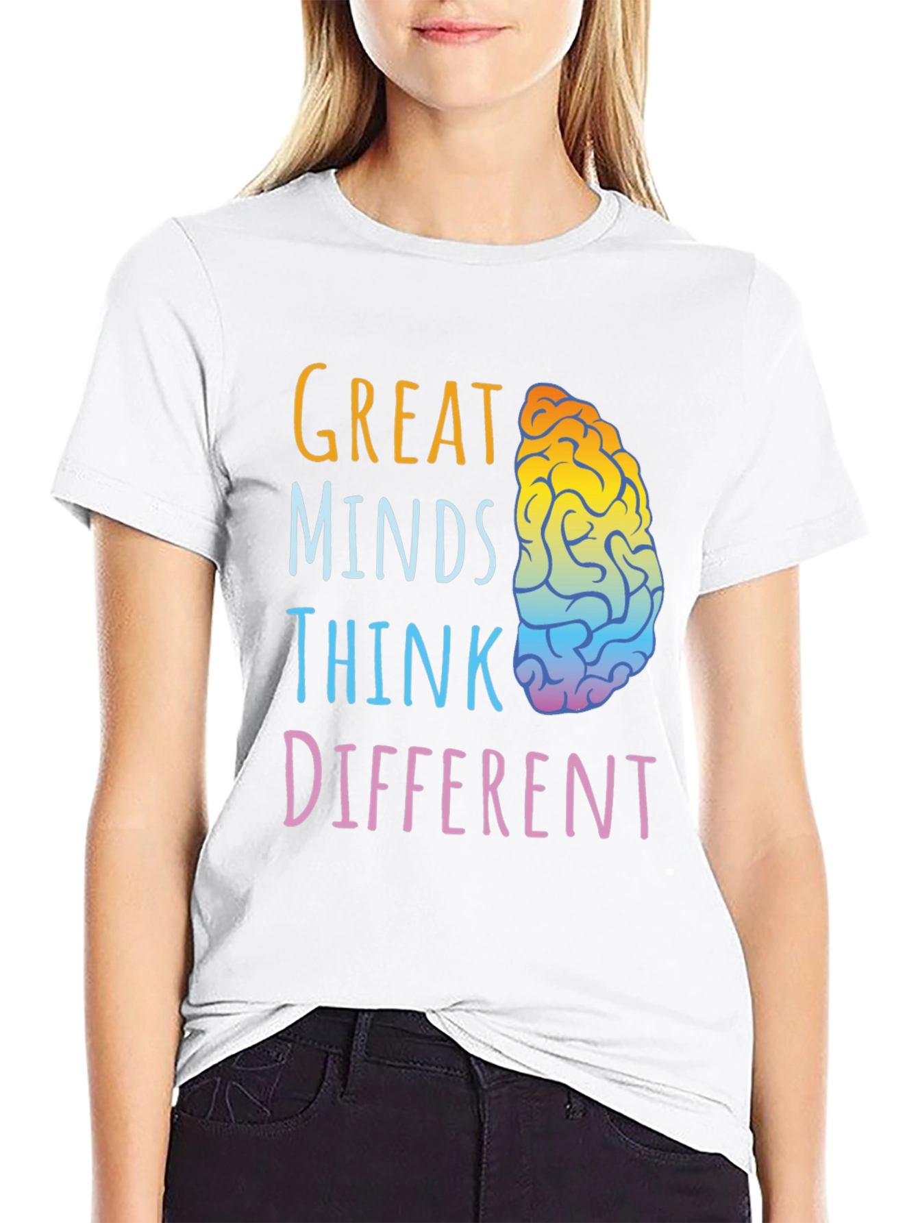 Great Minds Think Different Brain Graphic T-Shirt