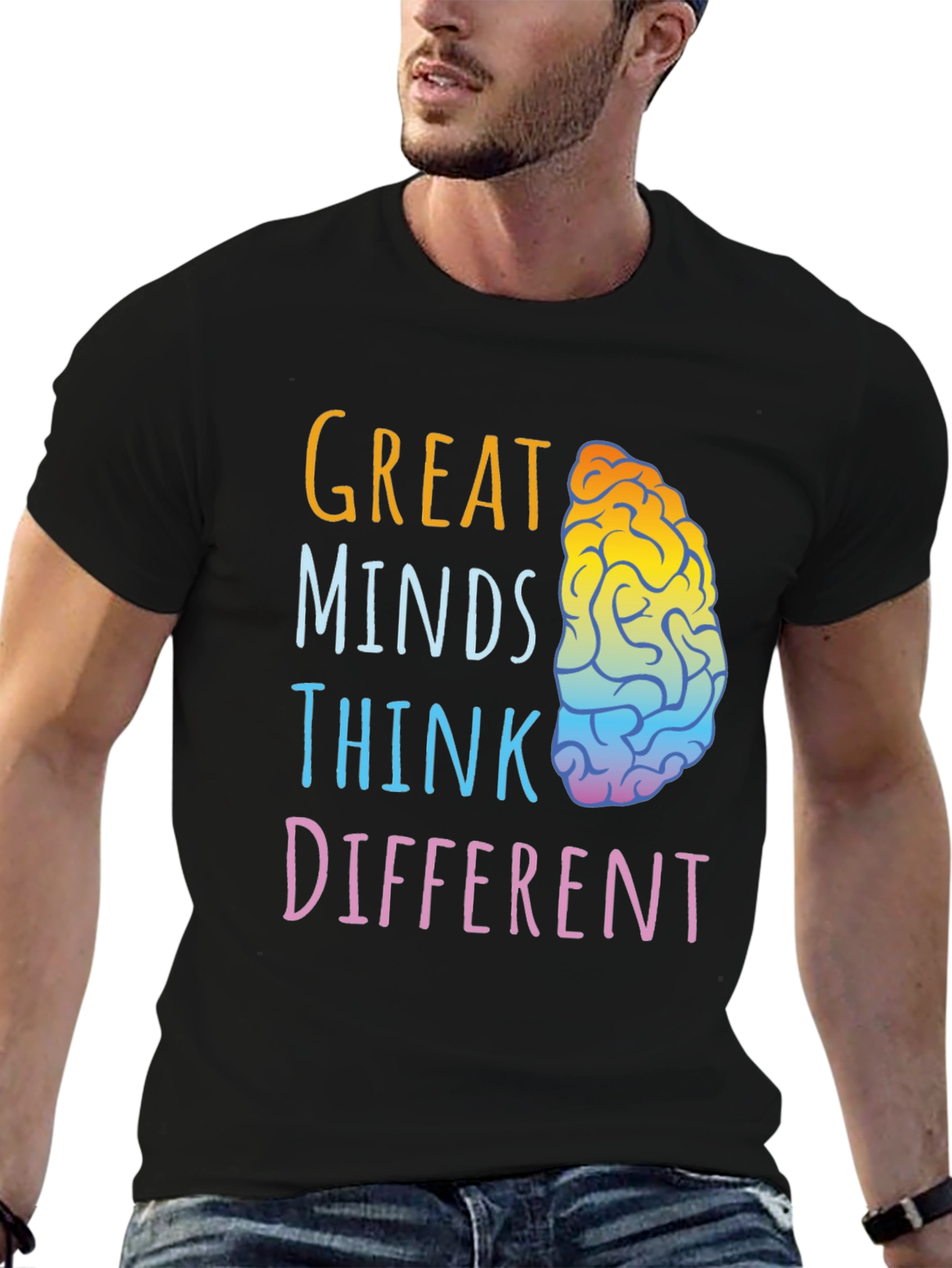 Great Minds Think Different Brain Graphic T-Shirt