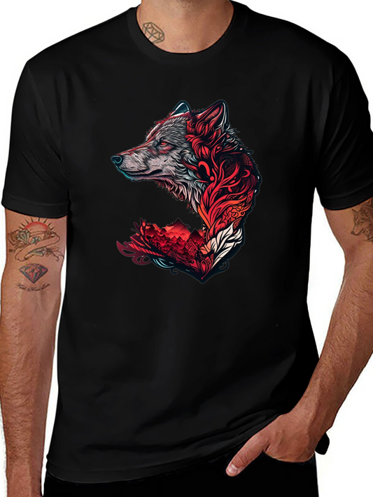 Wolf Graphic Print T-Shirt - Stylish Black Tee