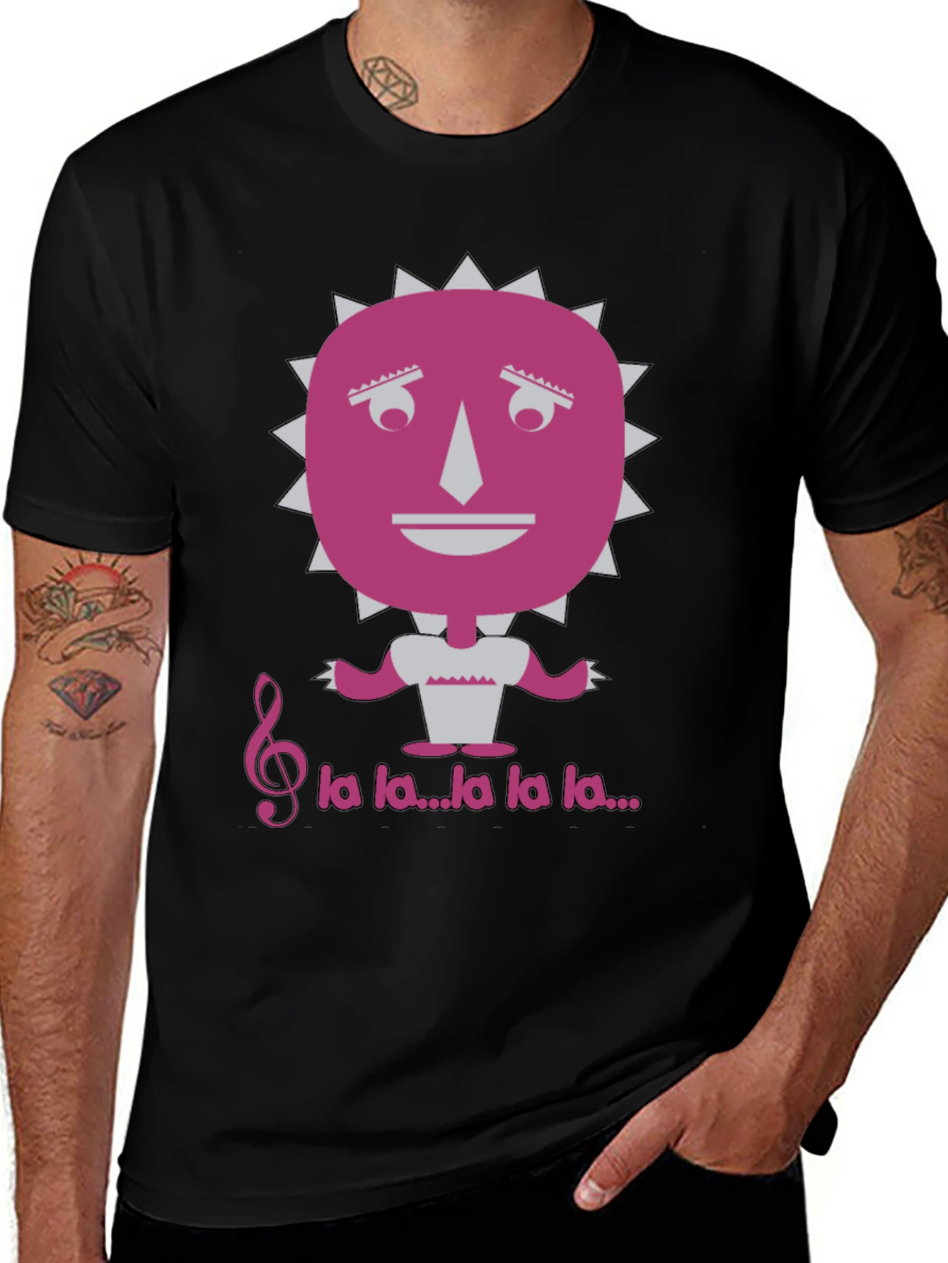 Musical Sun Face Graphic Tee - Unique Design