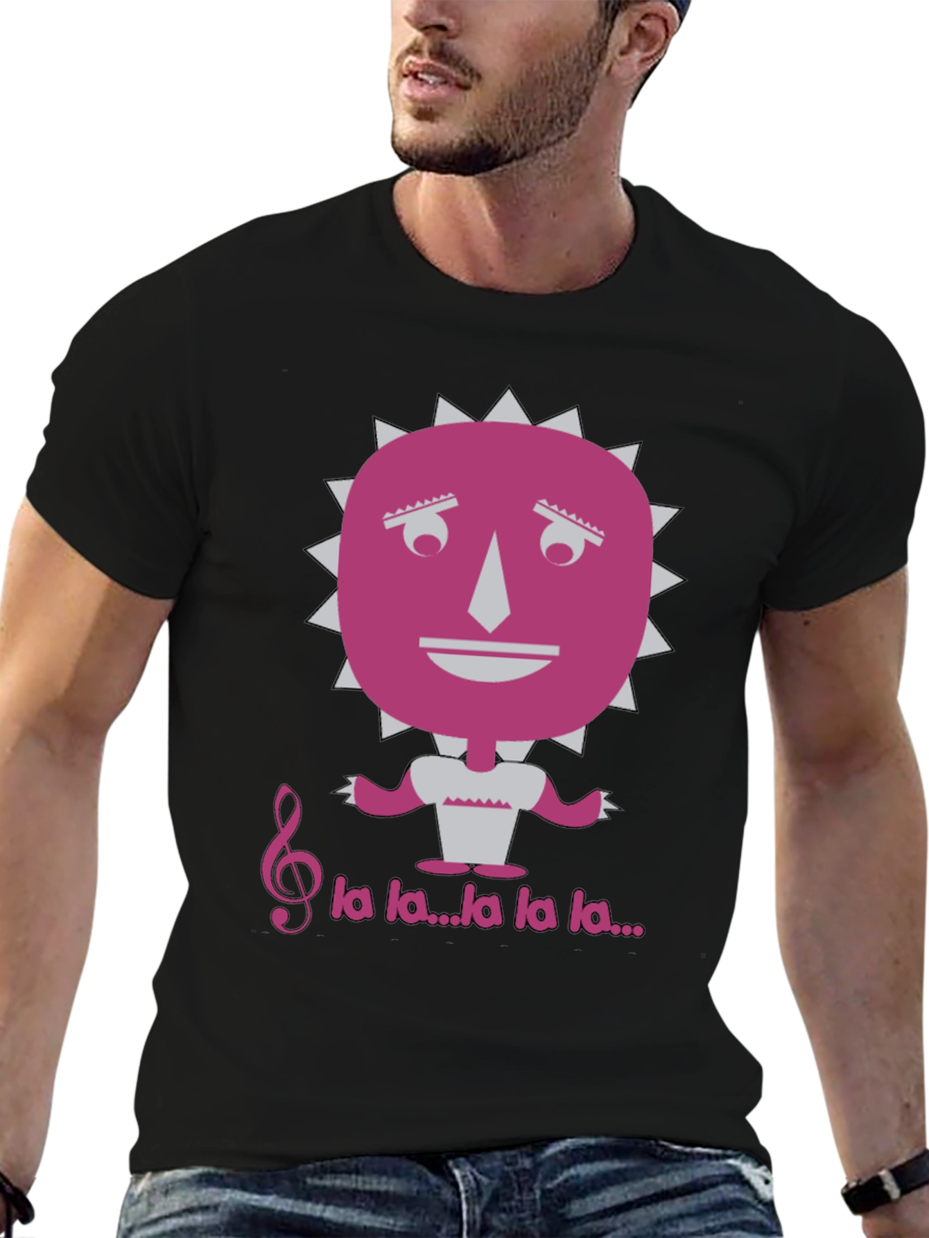 Musical Sun Face Graphic Tee - Unique Design