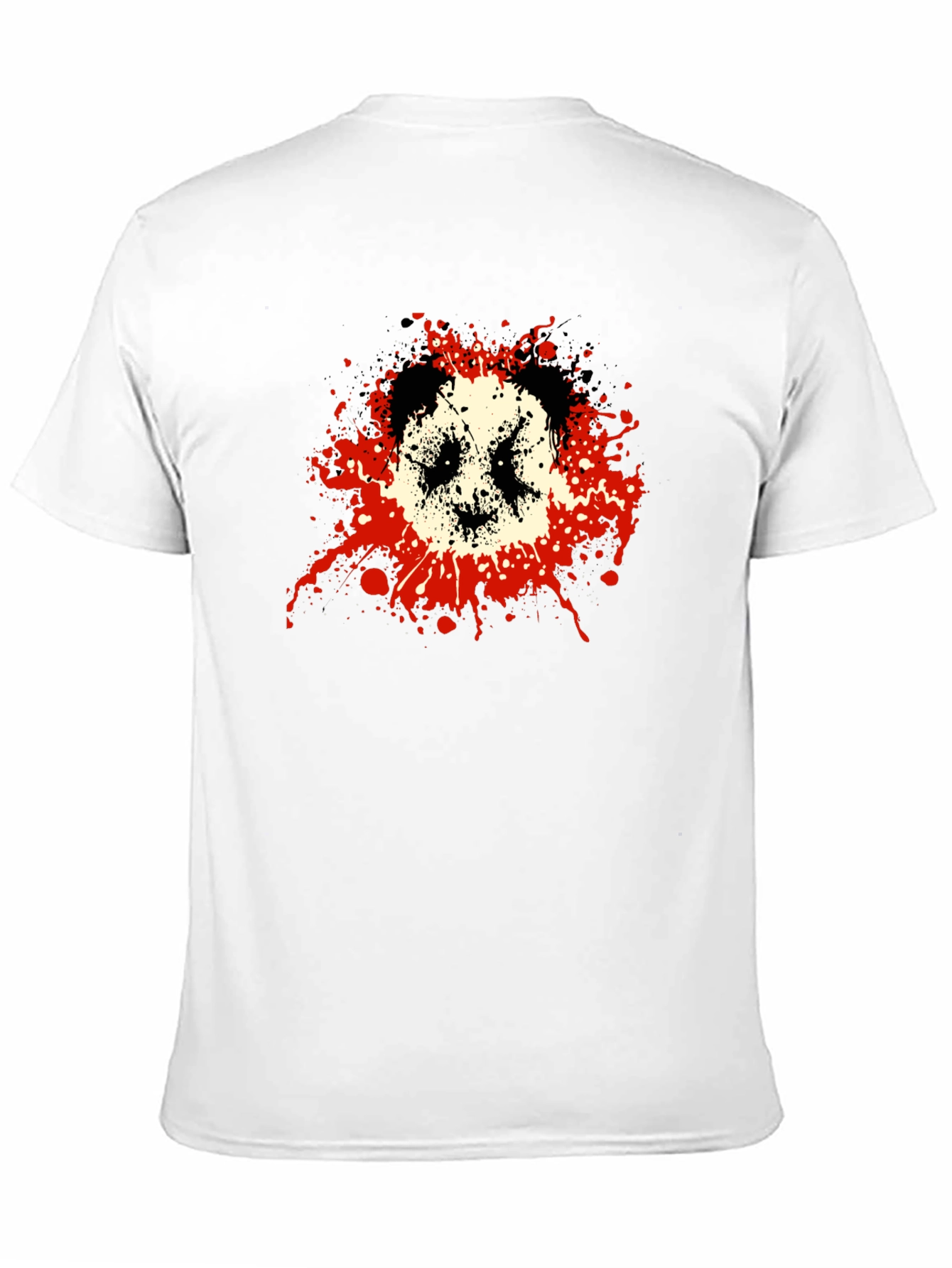 Mens Black Graphic Tee - Panda Splatter Design