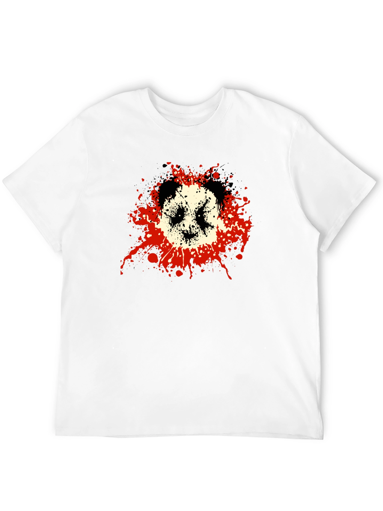 Mens Black Graphic Tee - Panda Splatter Design