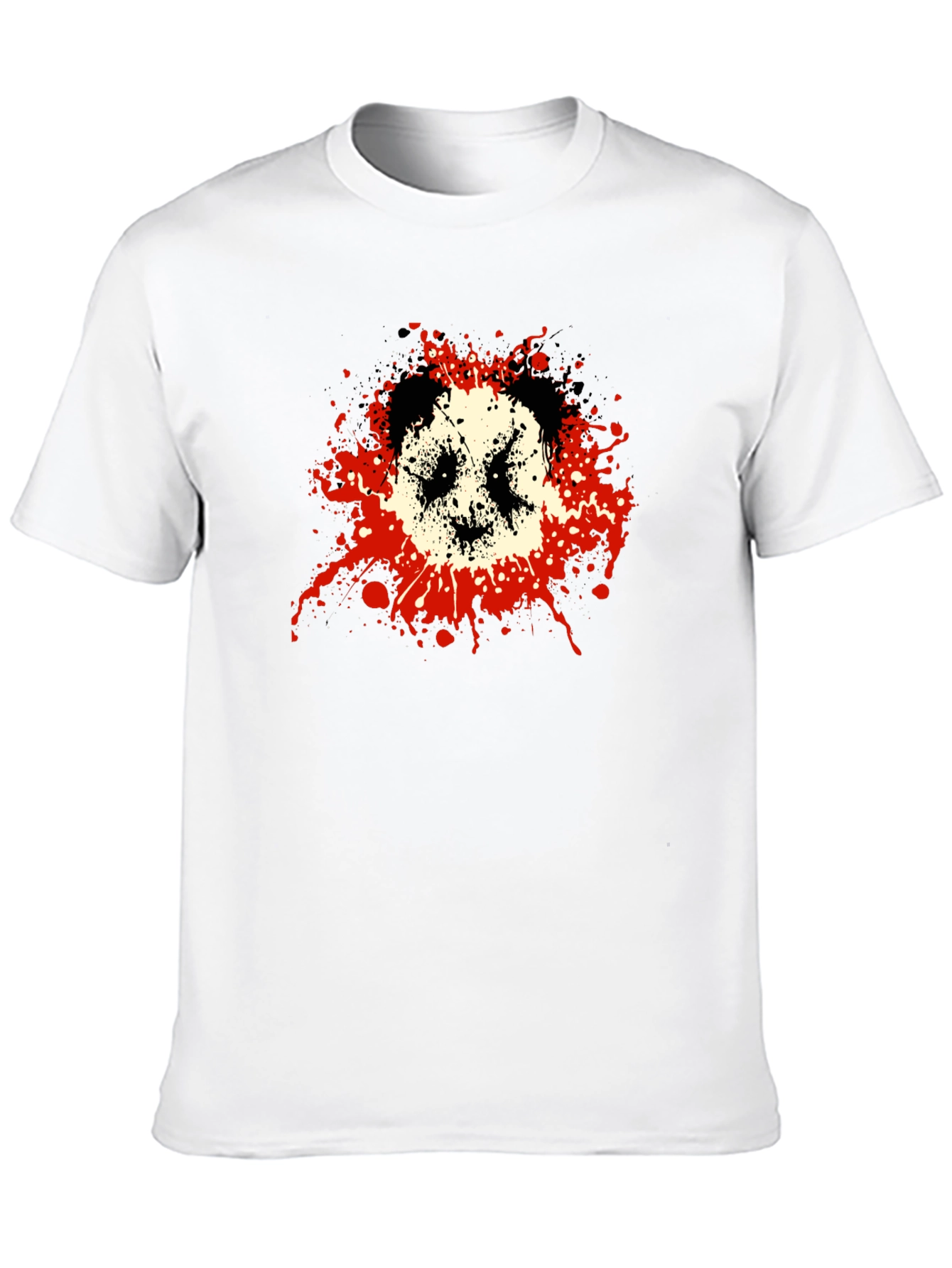 Mens Black Graphic Tee - Panda Splatter Design