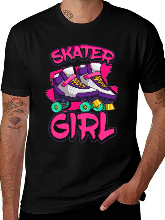 Skater Girl Graphic Tee - Retro Roller Skate Design