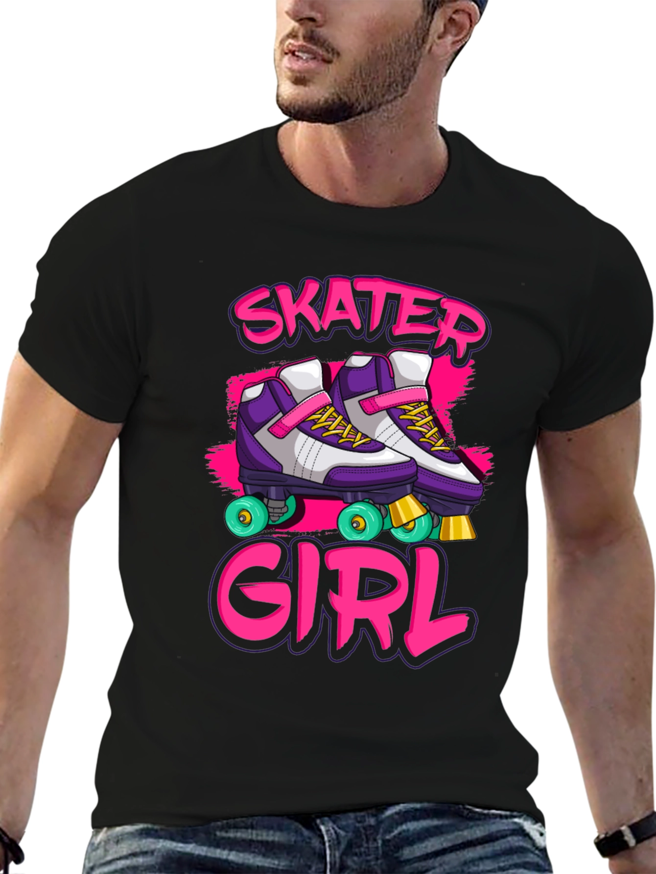 Skater Girl Graphic Tee - Retro Roller Skate Design