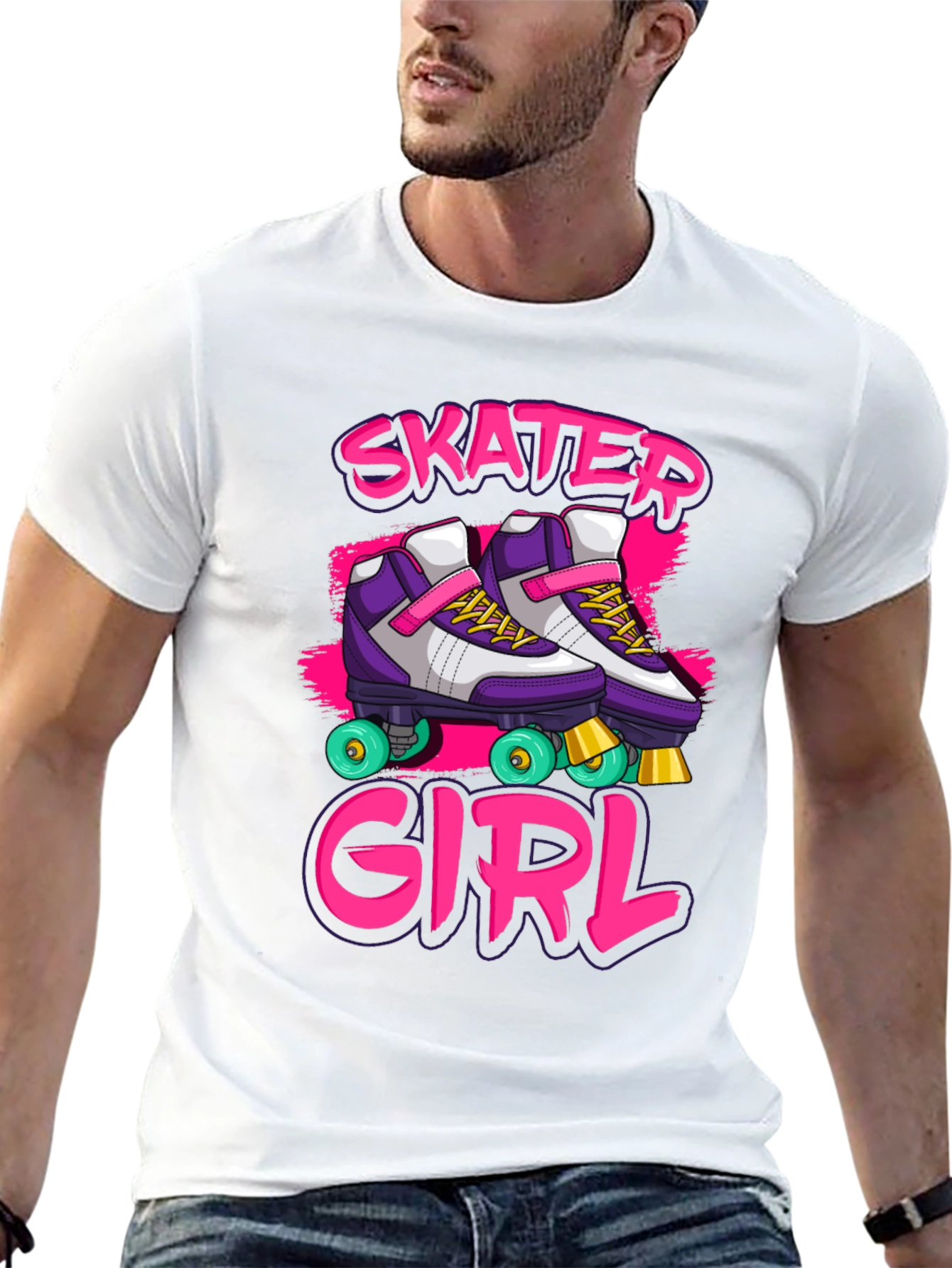 Skater Girl Graphic Tee - Retro Roller Skate Design